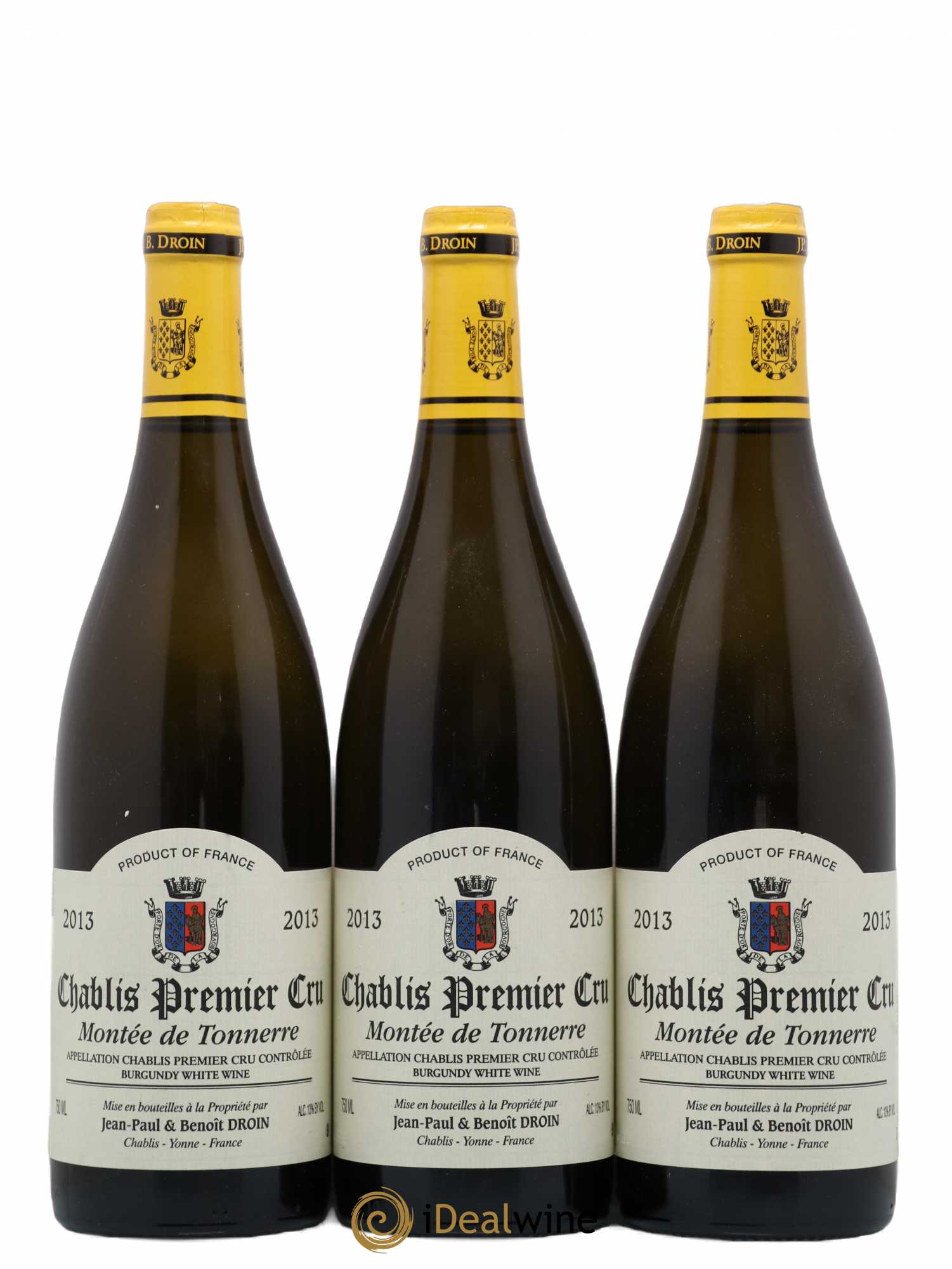 Chablis 1er Cru Montée de Tonnerre Jean-Paul & Benoît Droin (Domaine) 2013 - Lot de 3 bouteilles - 0