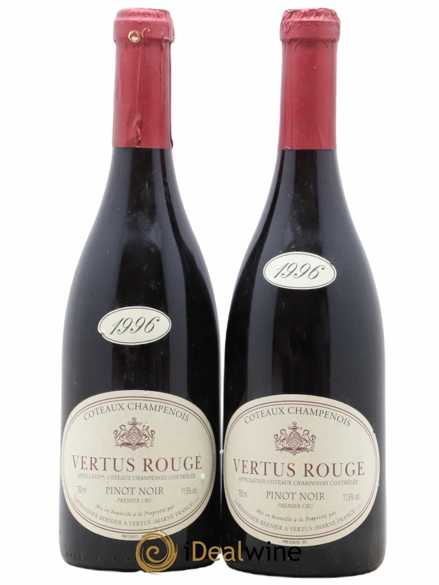 Coteaux Champenois Vertus Rouge Larmandier Bernier 1996 - Lot de 2 bouteilles - 0