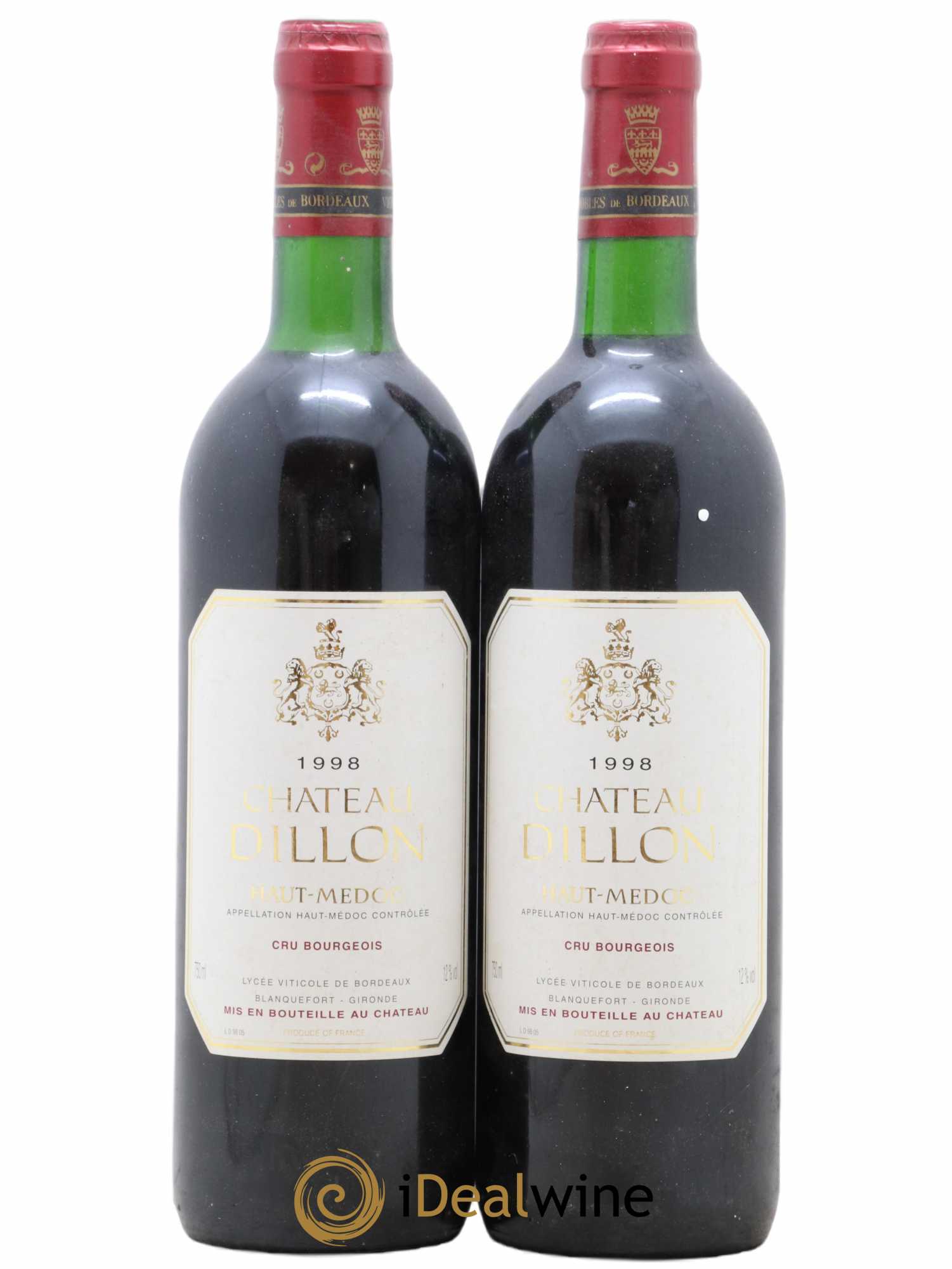 Château Dillon Cru Bourgeois 1998 - Lot de 2 bouteilles - 0