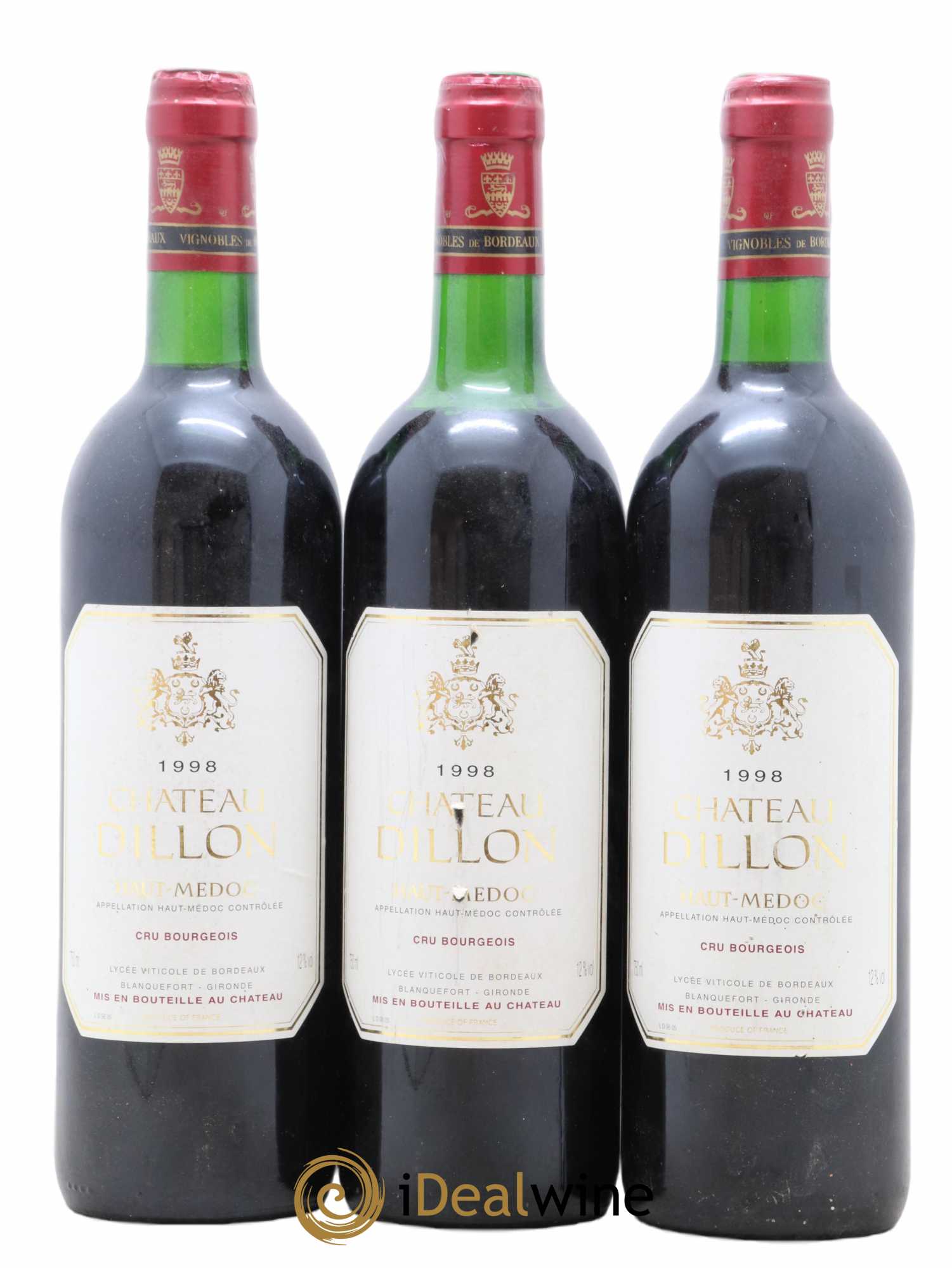Château Dillon Cru Bourgeois 1998 - Lot de 3 bouteilles - 0