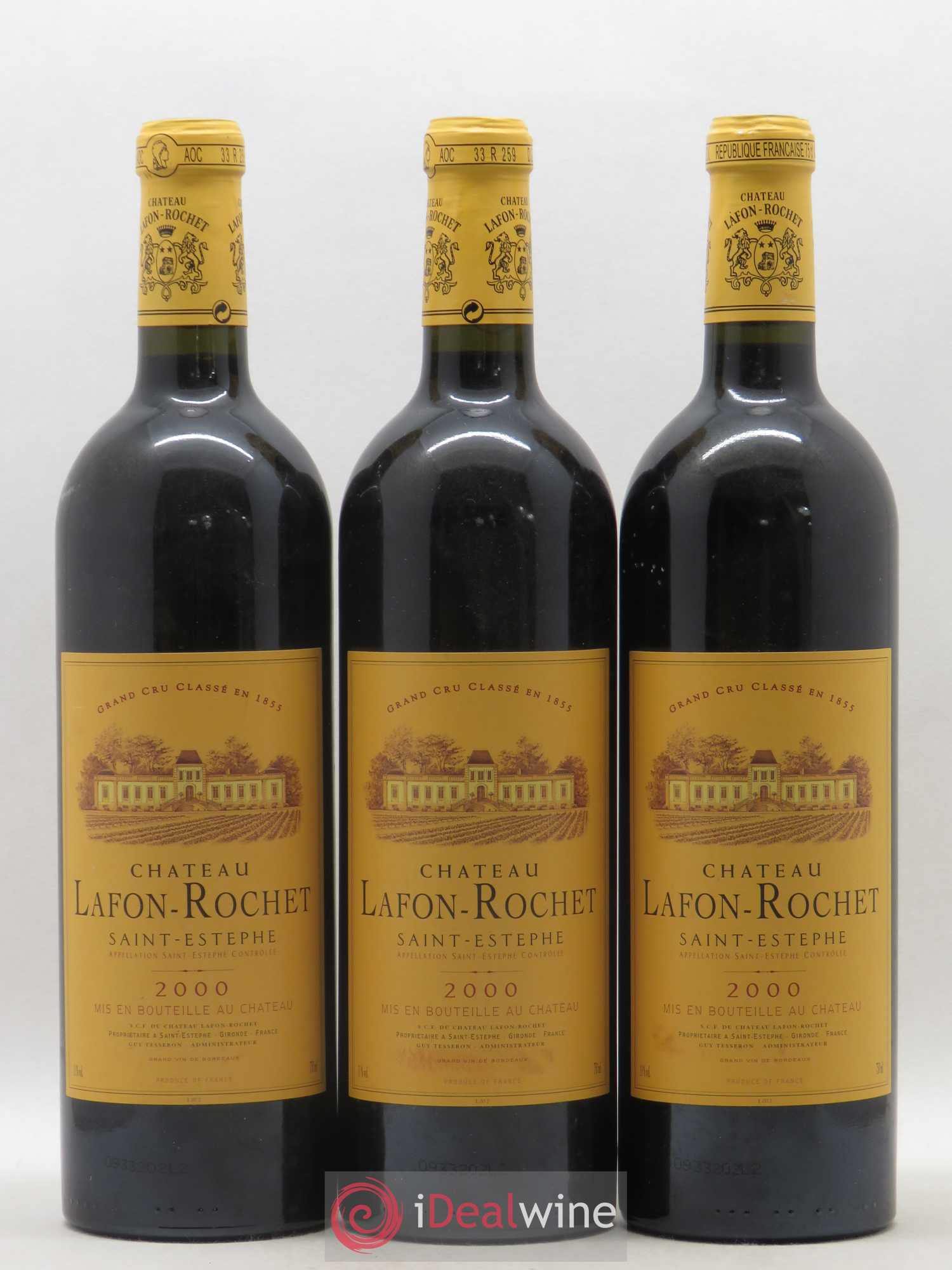 Château Lafon Rochet 4ème Grand Cru Classé 2000 - Lot de 3 bouteilles - 0