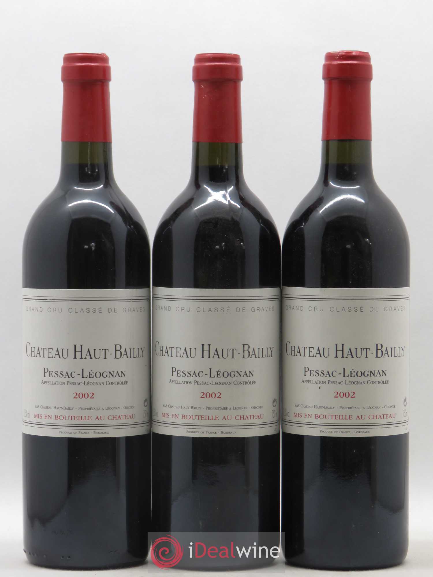 Château Haut-Bailly Cru Classé de Graves 2002 - Lot de 3 bouteilles - 0