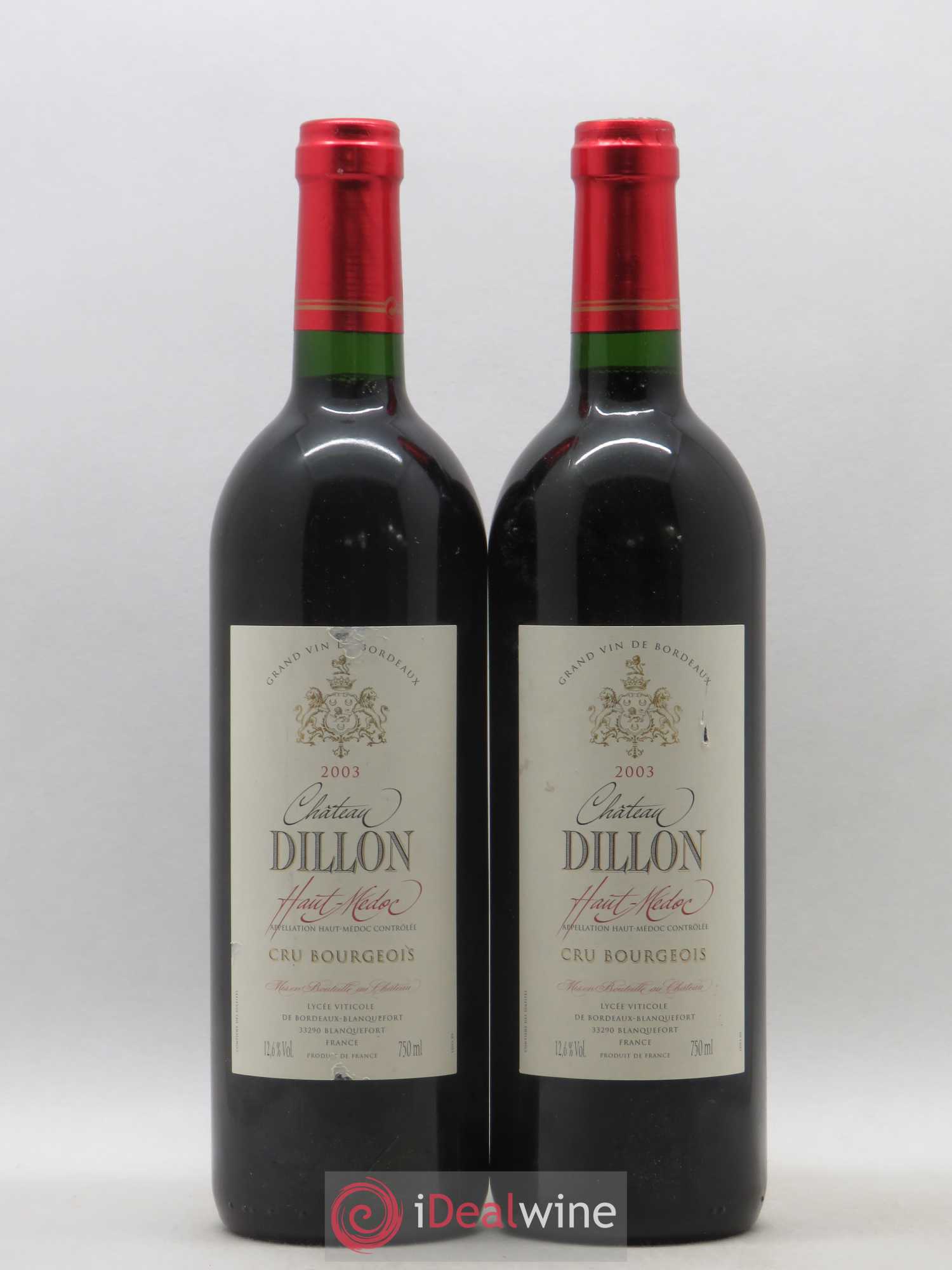 Château Dillon Cru Bourgeois 2003 - Lot de 2 bouteilles - 0