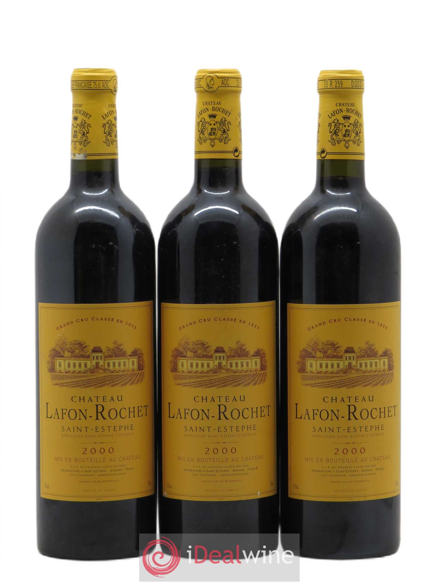 Château Lafon Rochet 4ème Grand Cru Classé 2000 - Lot de 3 bouteilles - 0