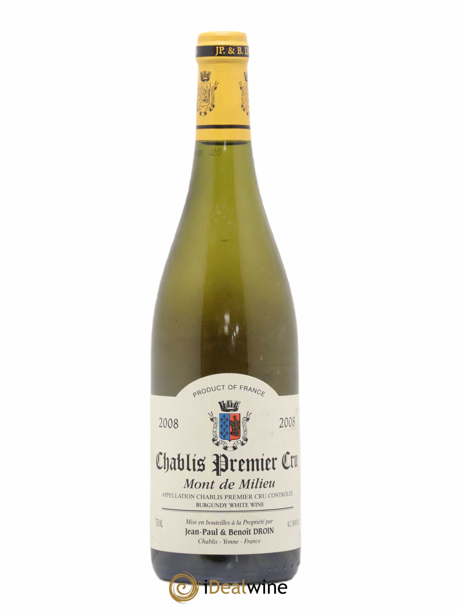 Chablis 1er Cru Mont de Milieu Jean-Paul & Benoît Droin (Domaine) Mont De Milieu Jean Paul Et Benoit Drouin 2008 - Posten von 1 Flasche - 0