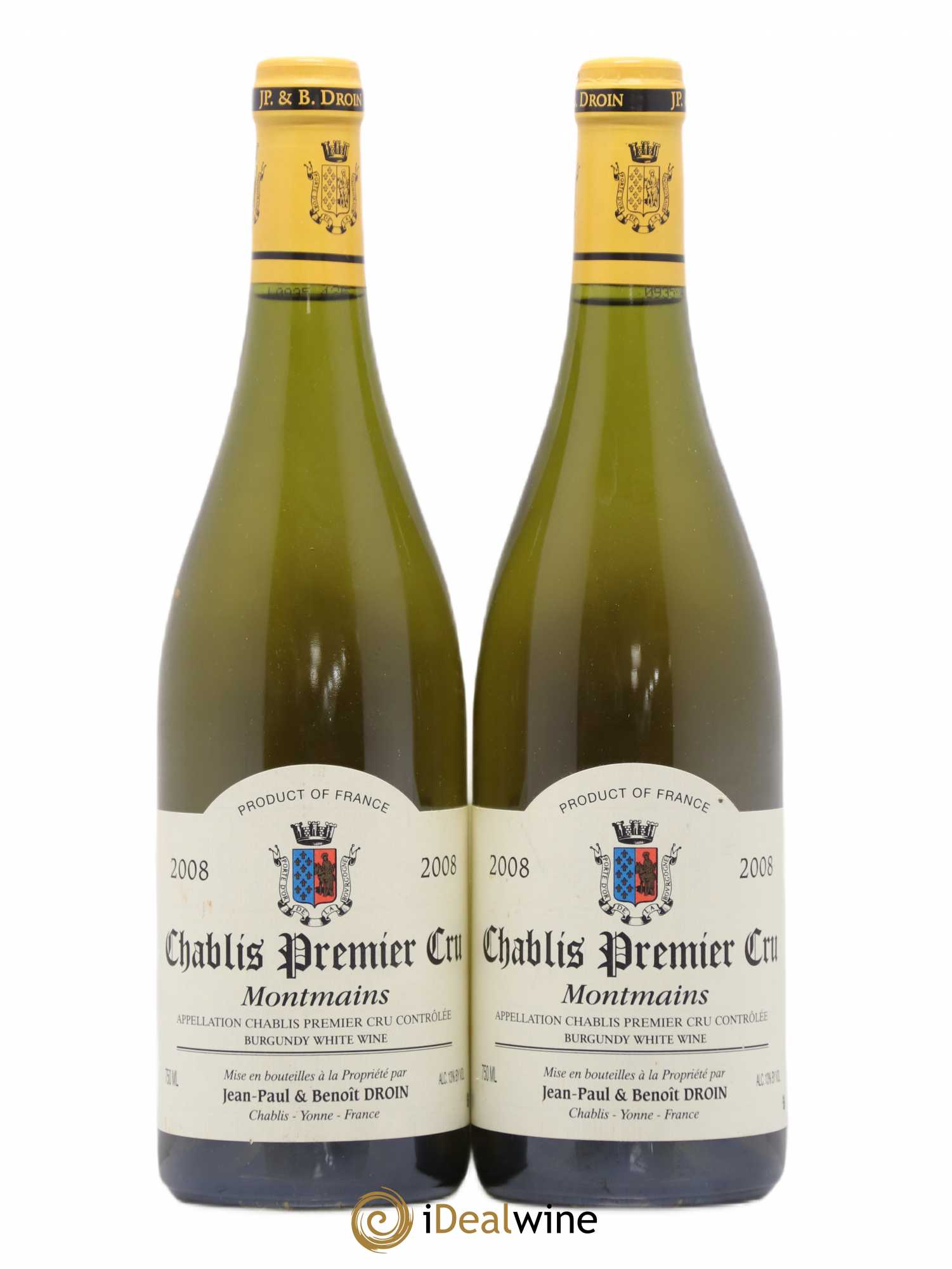 Chablis 1er Cru Montmains Jean-Paul & Benoît Droin (Domaine) Montmains Jean Paul Et Benoit Drouin 2008 - Posten von 2 Flaschen - 0