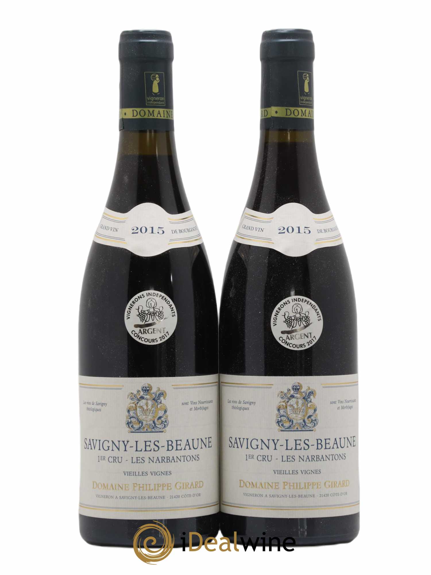 Savigny-lès-Beaune 1er Cru Les Narbantons Vieilles Vignes Philippe Girard 2015 - Posten von 2 Flaschen - 0