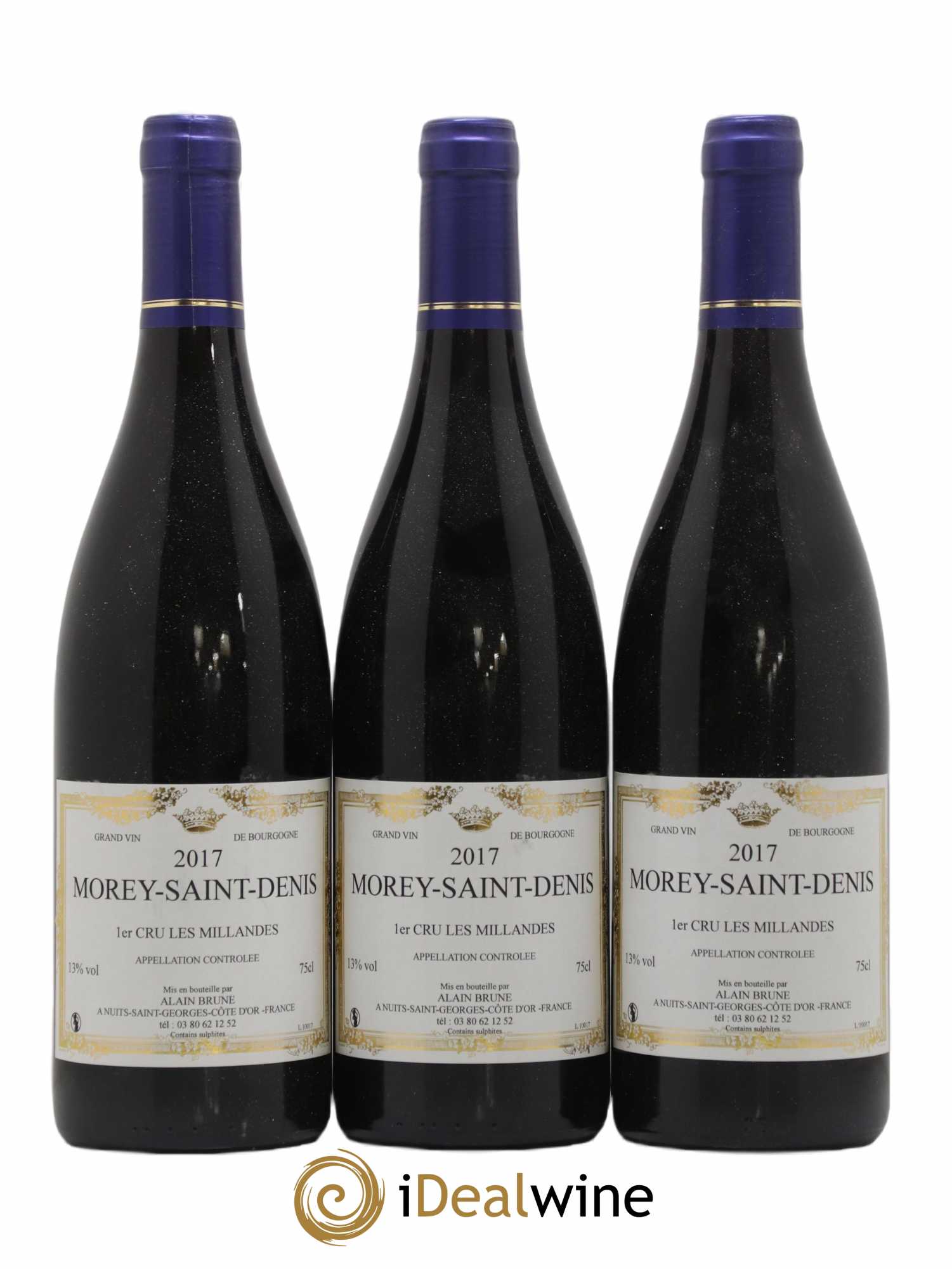Morey-Saint-Denis 1er Cru Les Millandes Alain Brune 2017 - Posten von 3 Flaschen - 0