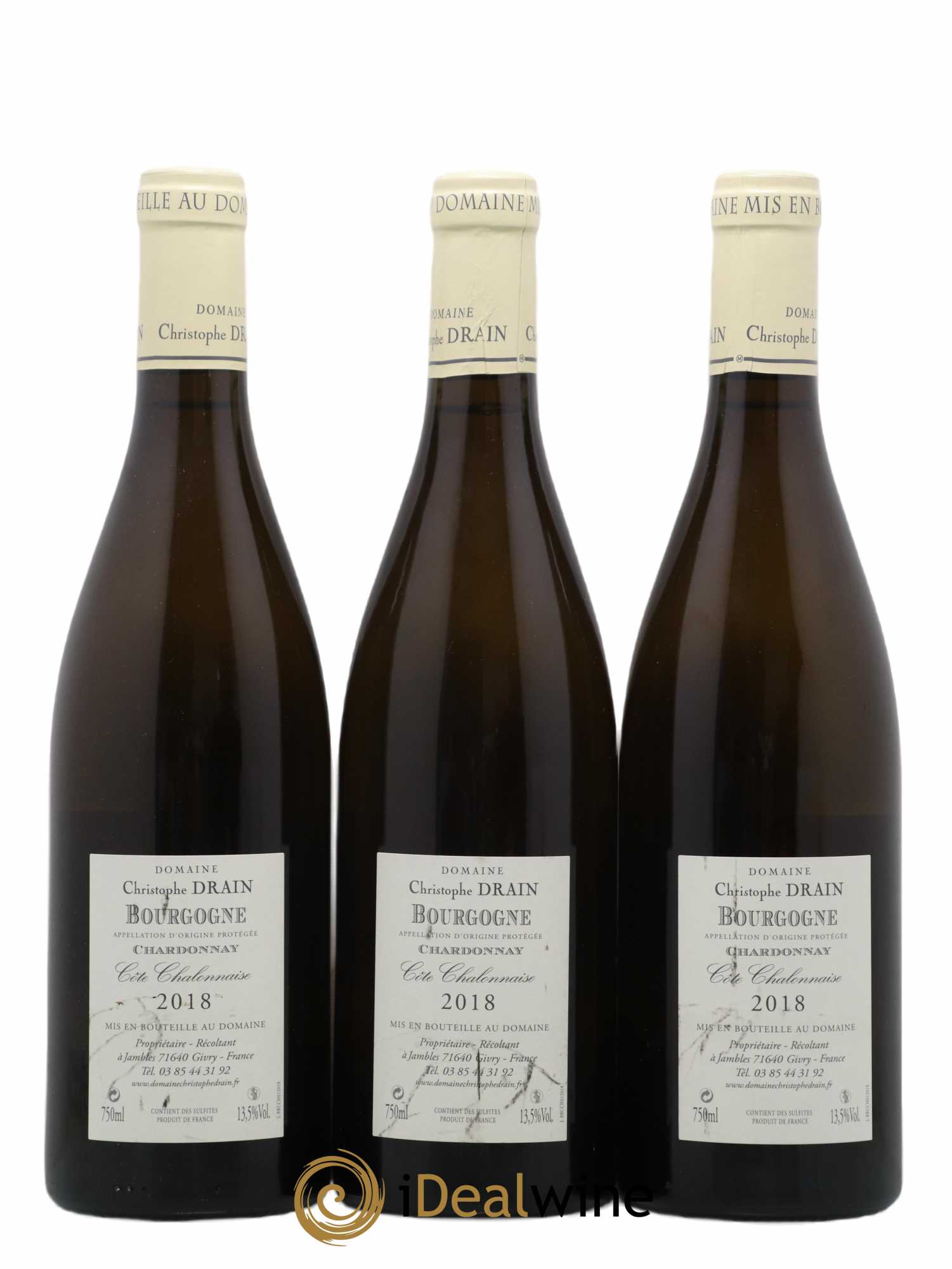 Bourgogne Chardonnay Côte Chalonnaise Christophe Drain 2018 - Lot de 3 bouteilles - 1