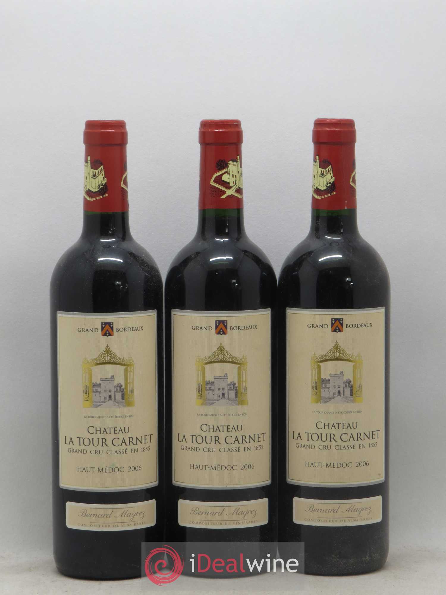 Château la Tour Carnet 4ème Grand Cru Classé 2006 - Lot de 3 bouteilles - 0