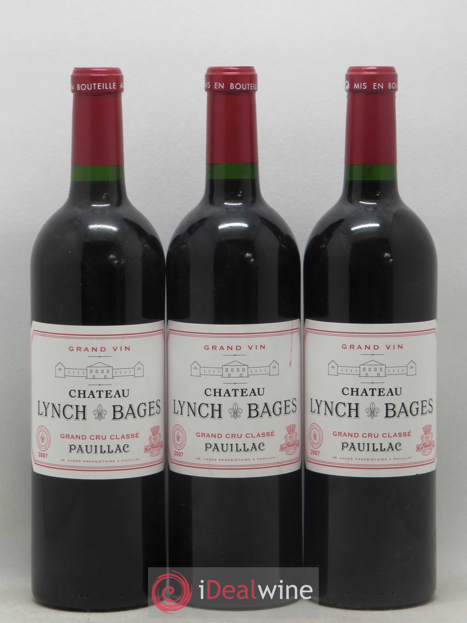 Château Lynch Bages 5ème Grand Cru Classé 2007 - Lot de 3 bouteilles - 0