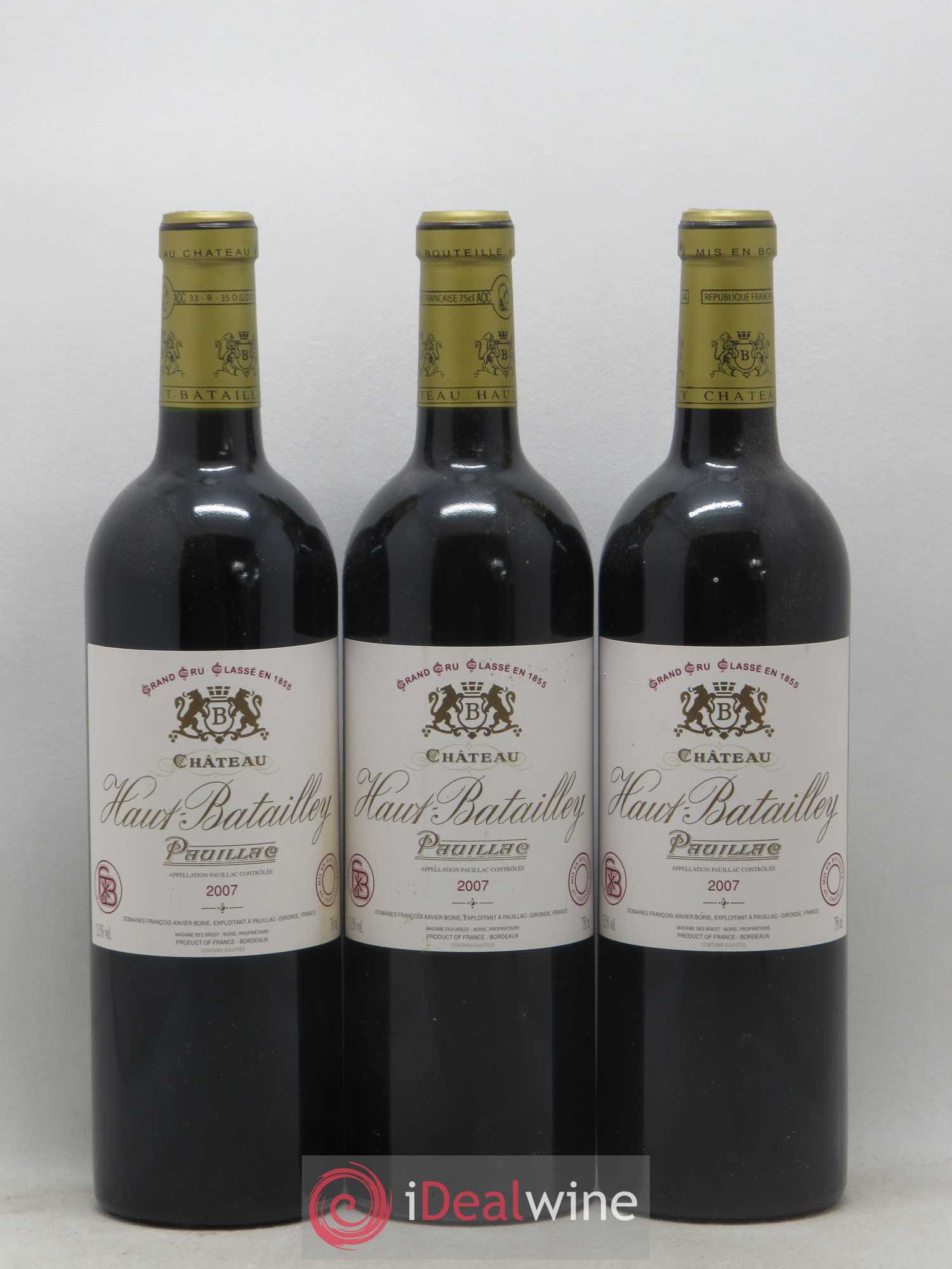 Château Haut Batailley 5ème Grand Cru Classé 2007 - Lot de 3 bouteilles - 0