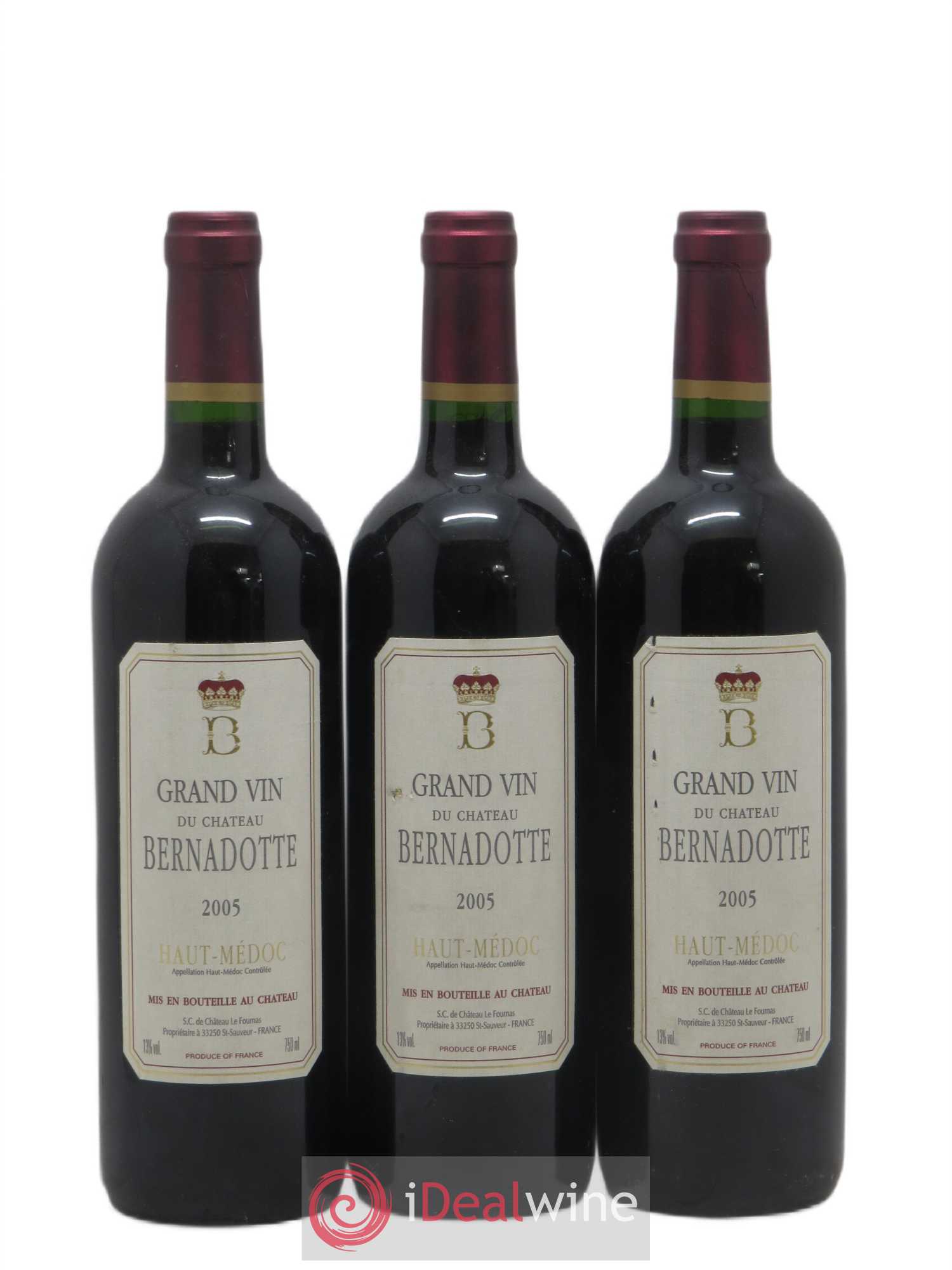 Château Bernadotte 2005 - Lot de 3 bouteilles - 0