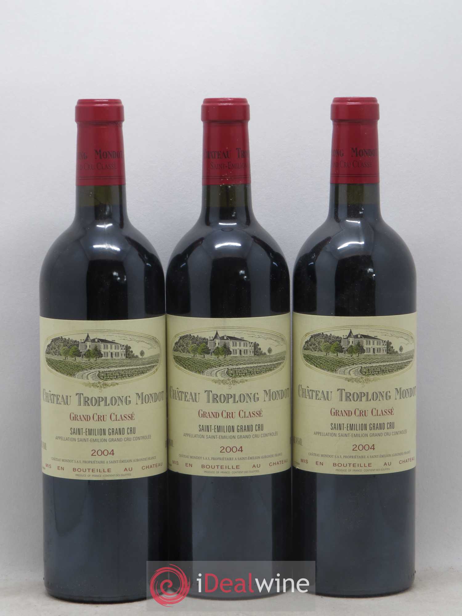 Château Troplong Mondot 1er Grand Cru Classé B 2004 - Lot de 3 bouteilles - 0