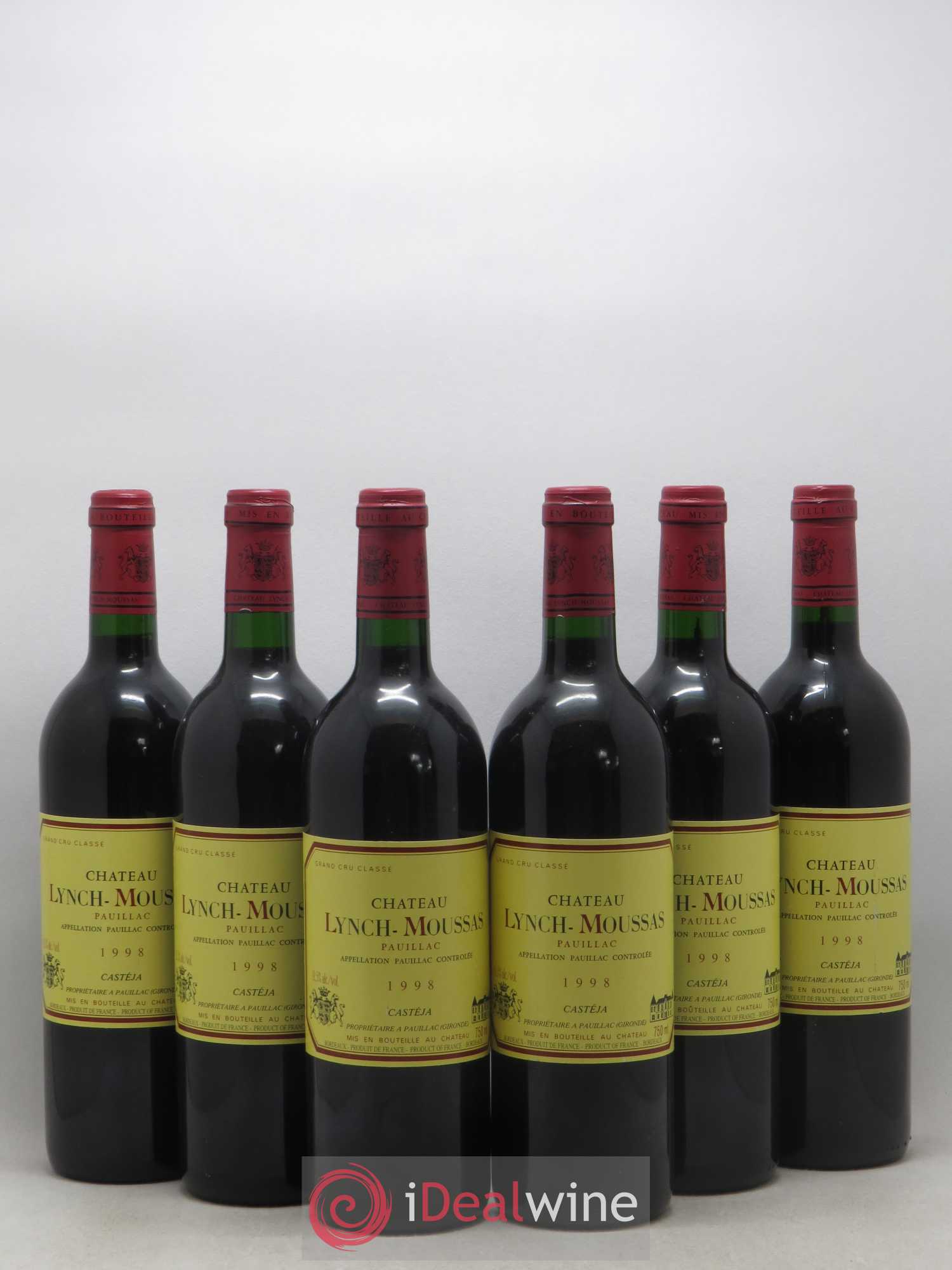 Château Lynch Moussas 5ème Grand Cru Classé 1998 - Lot de 6 bouteilles - 0