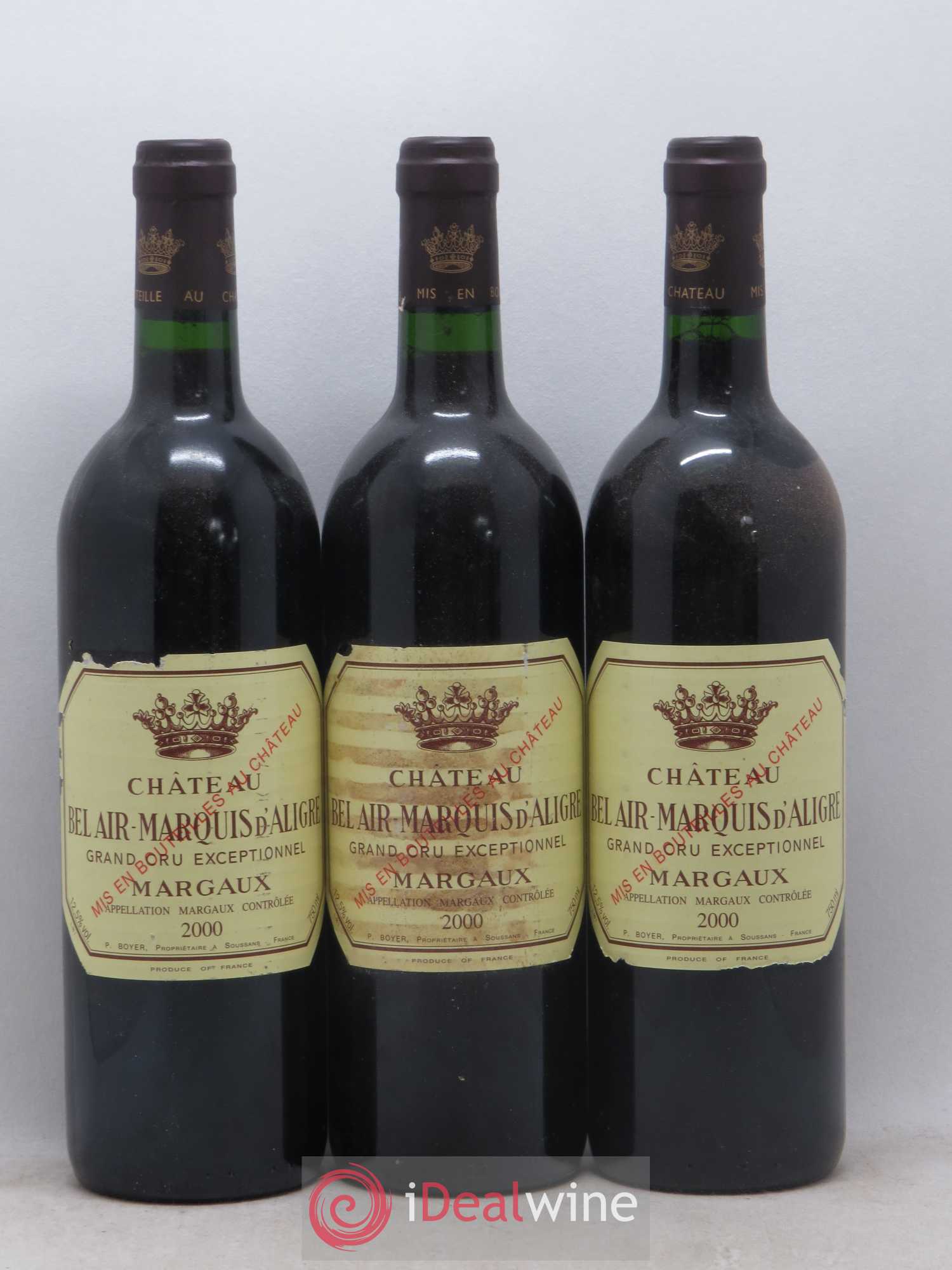 Château Bel Air Marquis d'Aligre 2000 - Lot de 3 bouteilles - 0