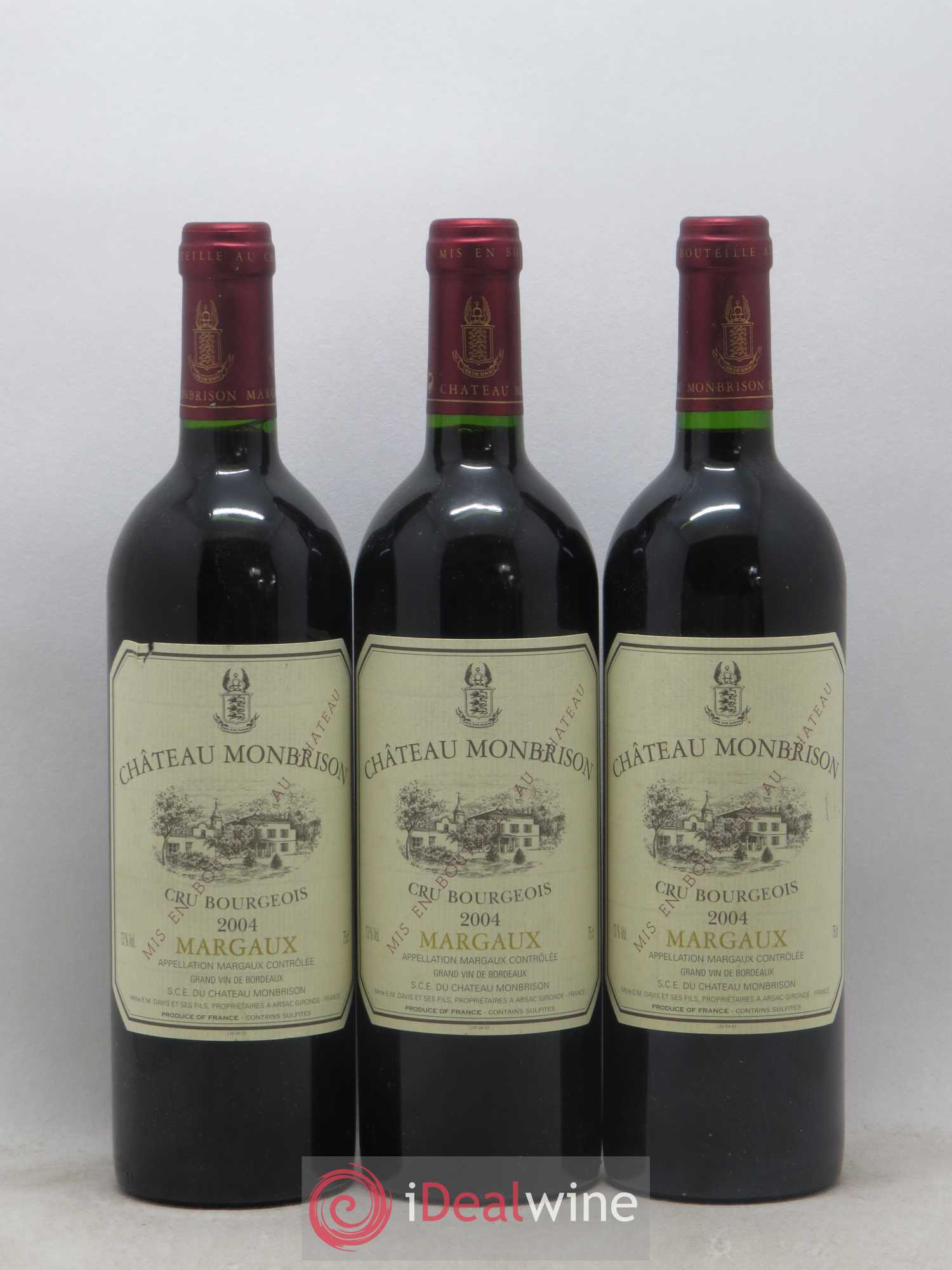 Château Monbrison Cru Bourgeois 2004 - Lot de 3 bouteilles - 0