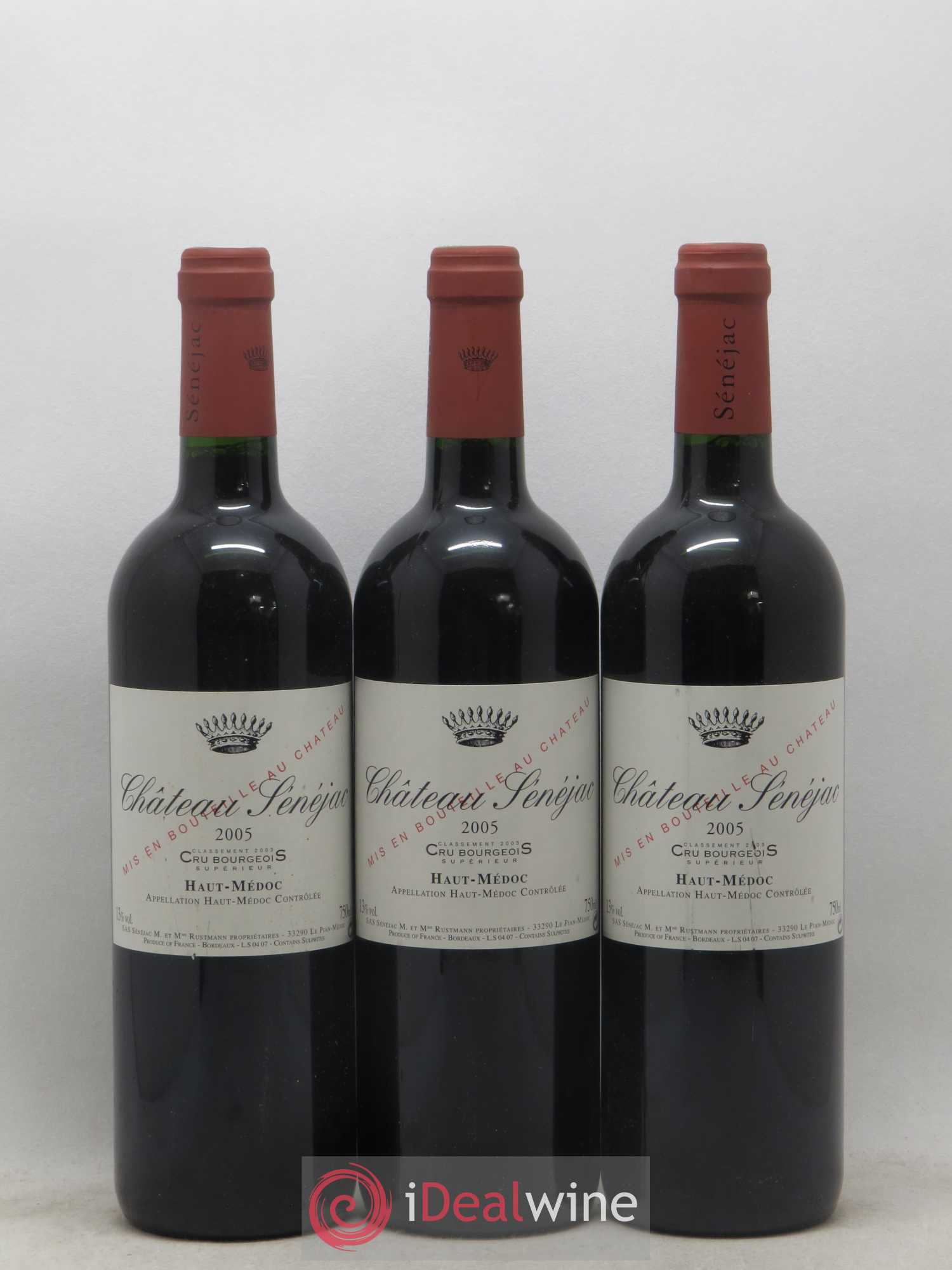 Château Sénejac Cru Bourgeois 2005 - Lot de 3 bouteilles - 0