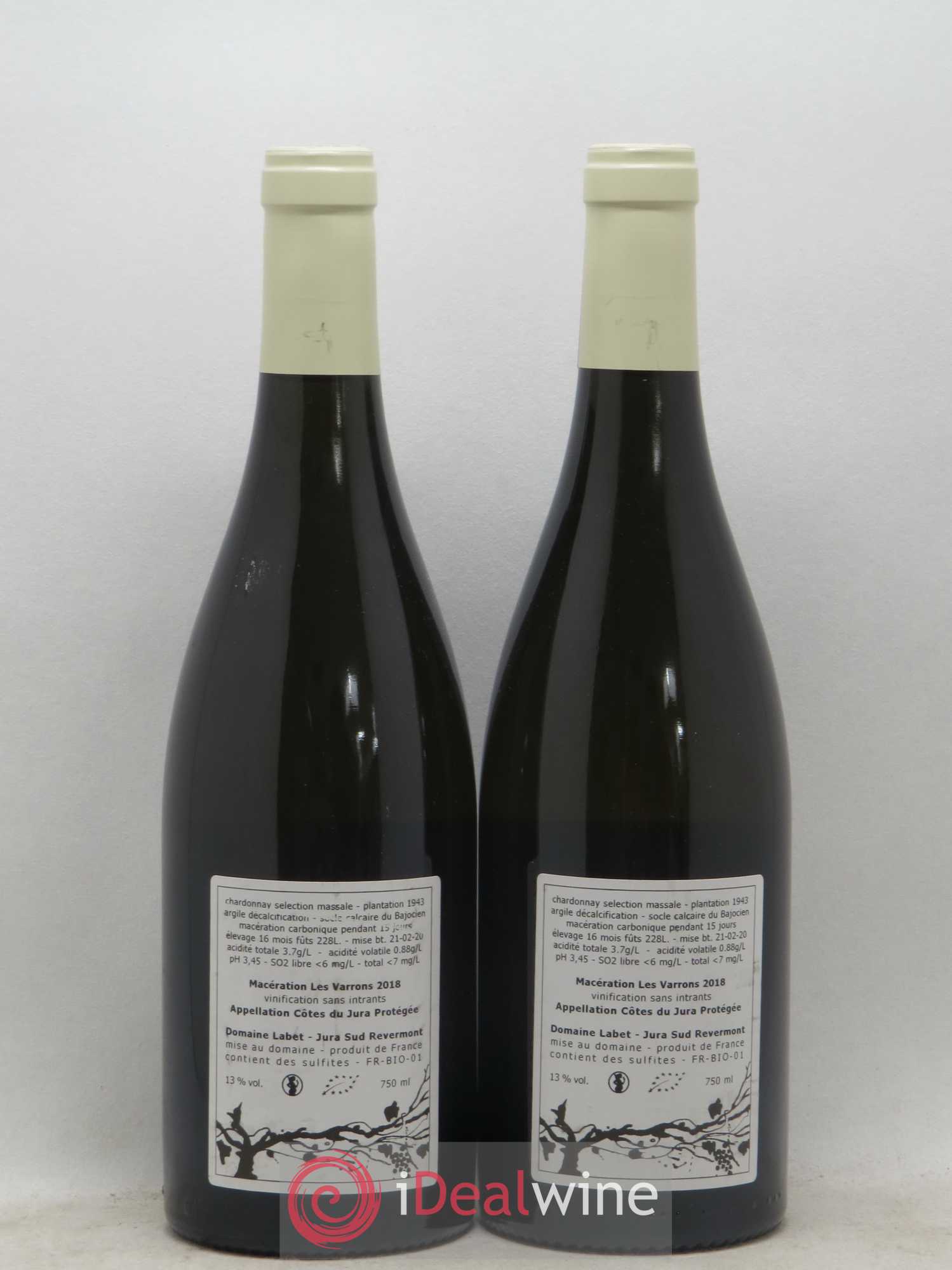 Côtes du Jura Chardonnay Les Varrons Romain - Julien - Charline Labet Macération 2018 - Lot de 2 bouteilles - 1