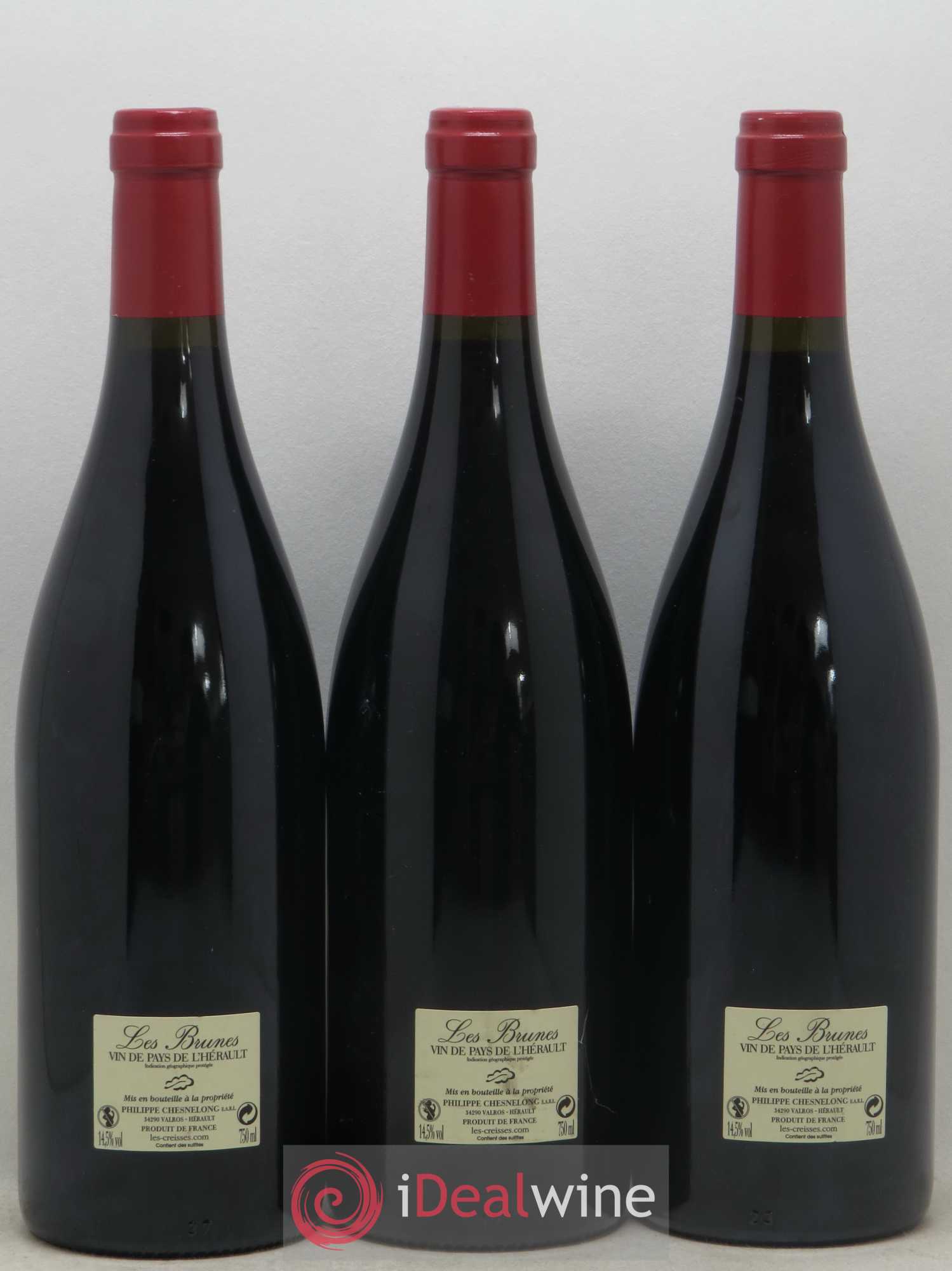 Pays d'Hérault Les Brunes Domaine Les Creisses 2015 - Posten von 3 Flaschen - 1