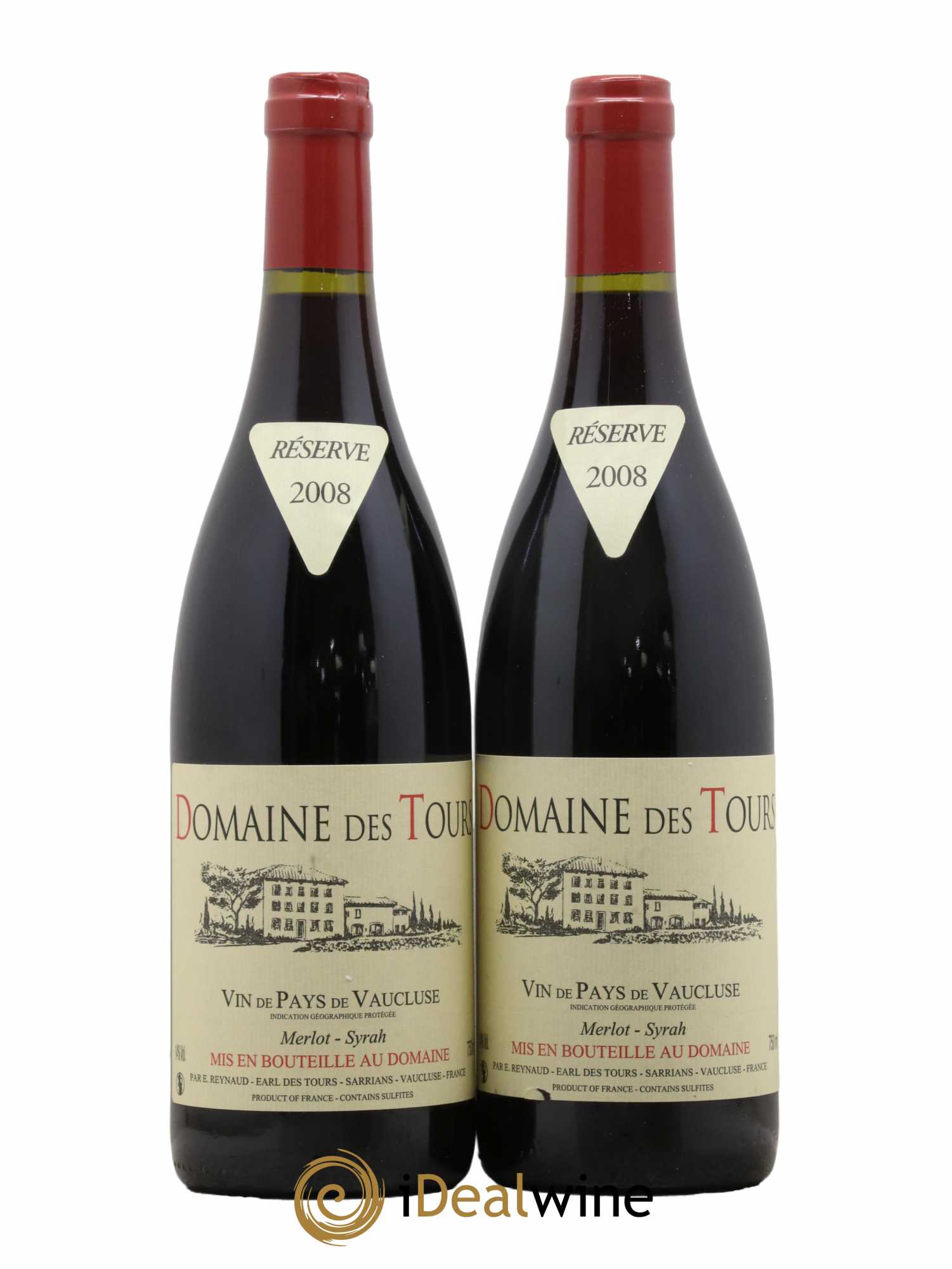 Vaucluse Domaine des Tours Merlot-Syrah Emmanuel Reynaud 2008 - Lot de 2 bouteilles - 0