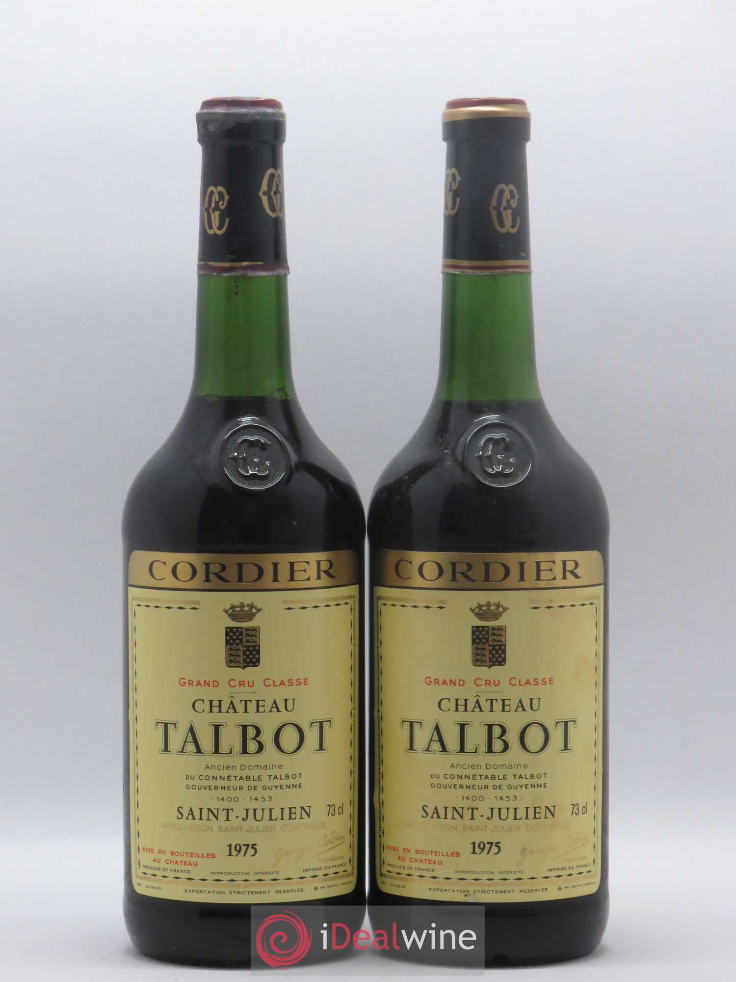 Château Talbot 4ème Grand Cru Classé 1975 - Lot de 2 bouteilles - 0