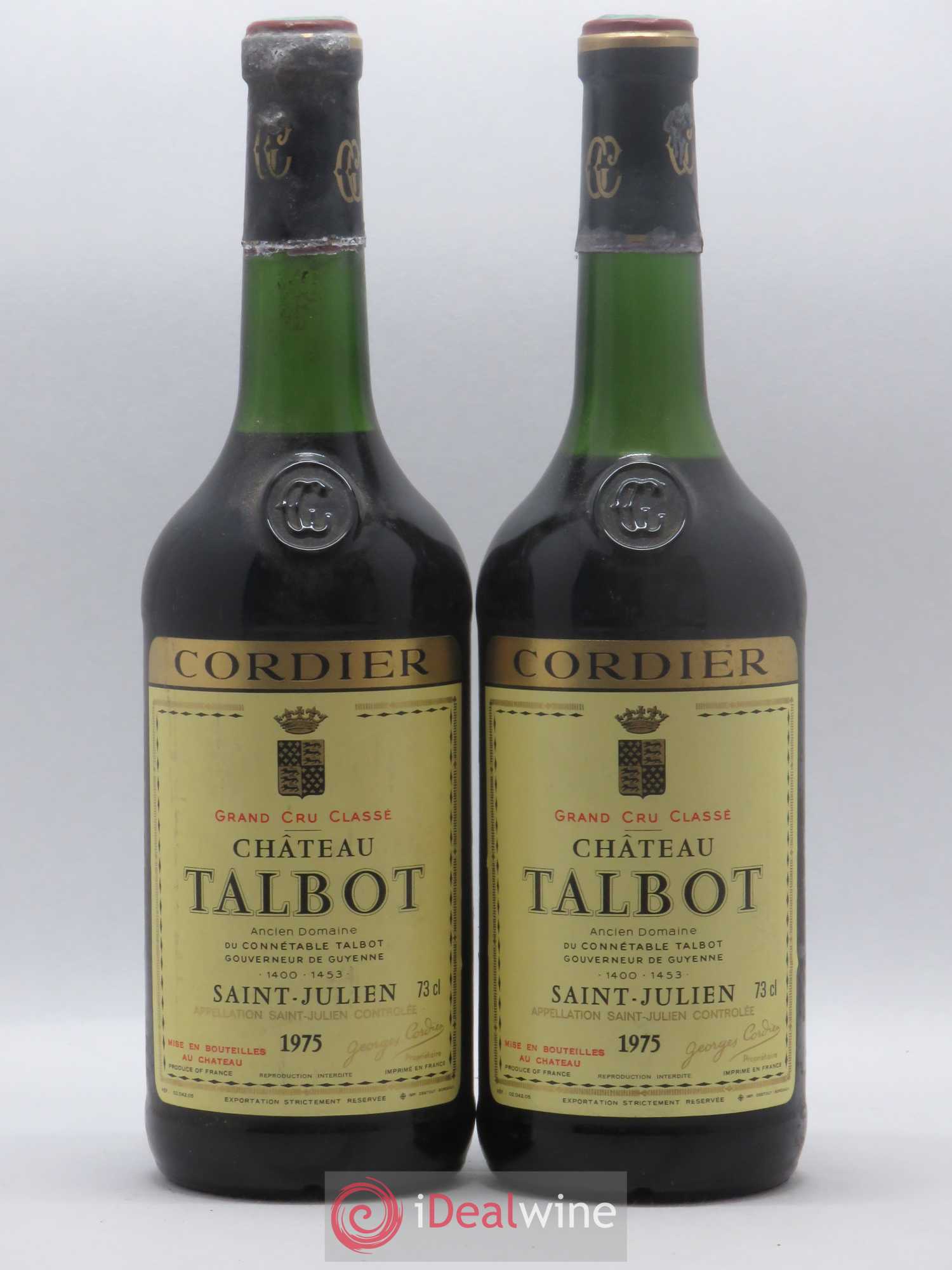 Château Talbot 4ème Grand Cru Classé 1975 - Lot de 2 bouteilles - 0