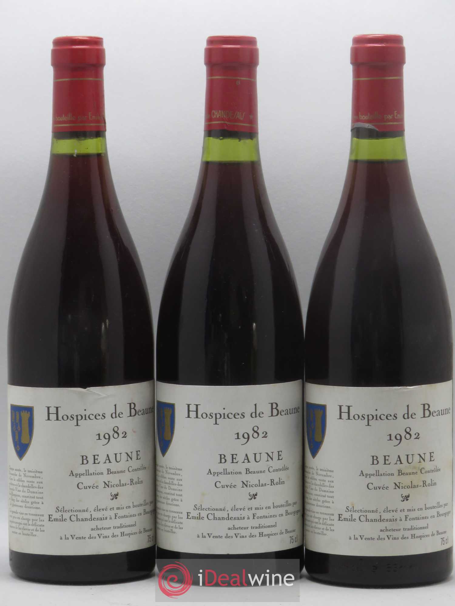 Beaune Cuvée Nicolas-Rolin Hospices de Beaune Emile Chandesais 1982 - Lot de 3 bouteilles - 0