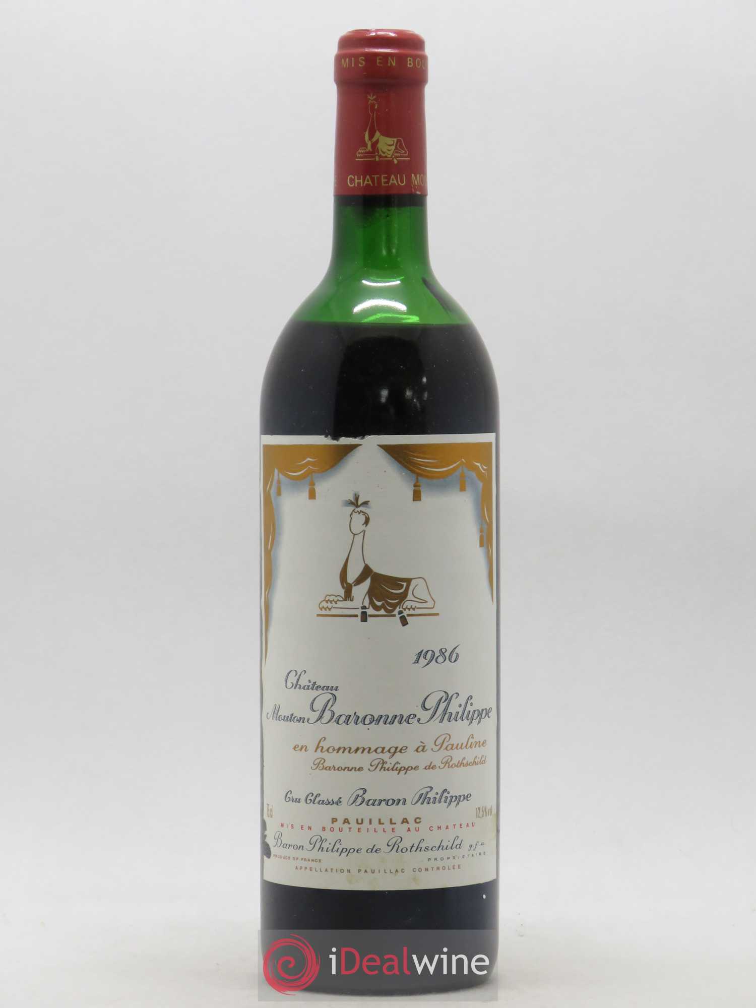 Château d' Armailhac - Mouton Baron(ne) Philippe 5ème Grand Cru Classé 1986 - Lot de 1 bouteille - 0