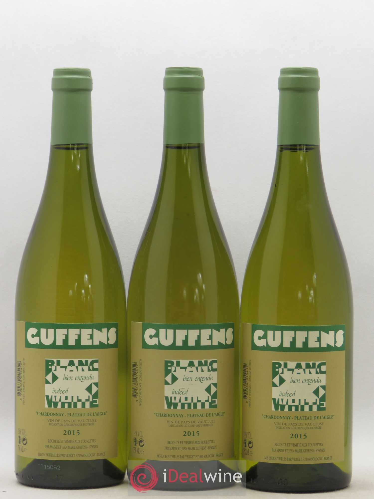 Vaucluse Chardonnay Plateau de l'Aigle Guffens 2015 - Posten von 3 Flaschen - 0