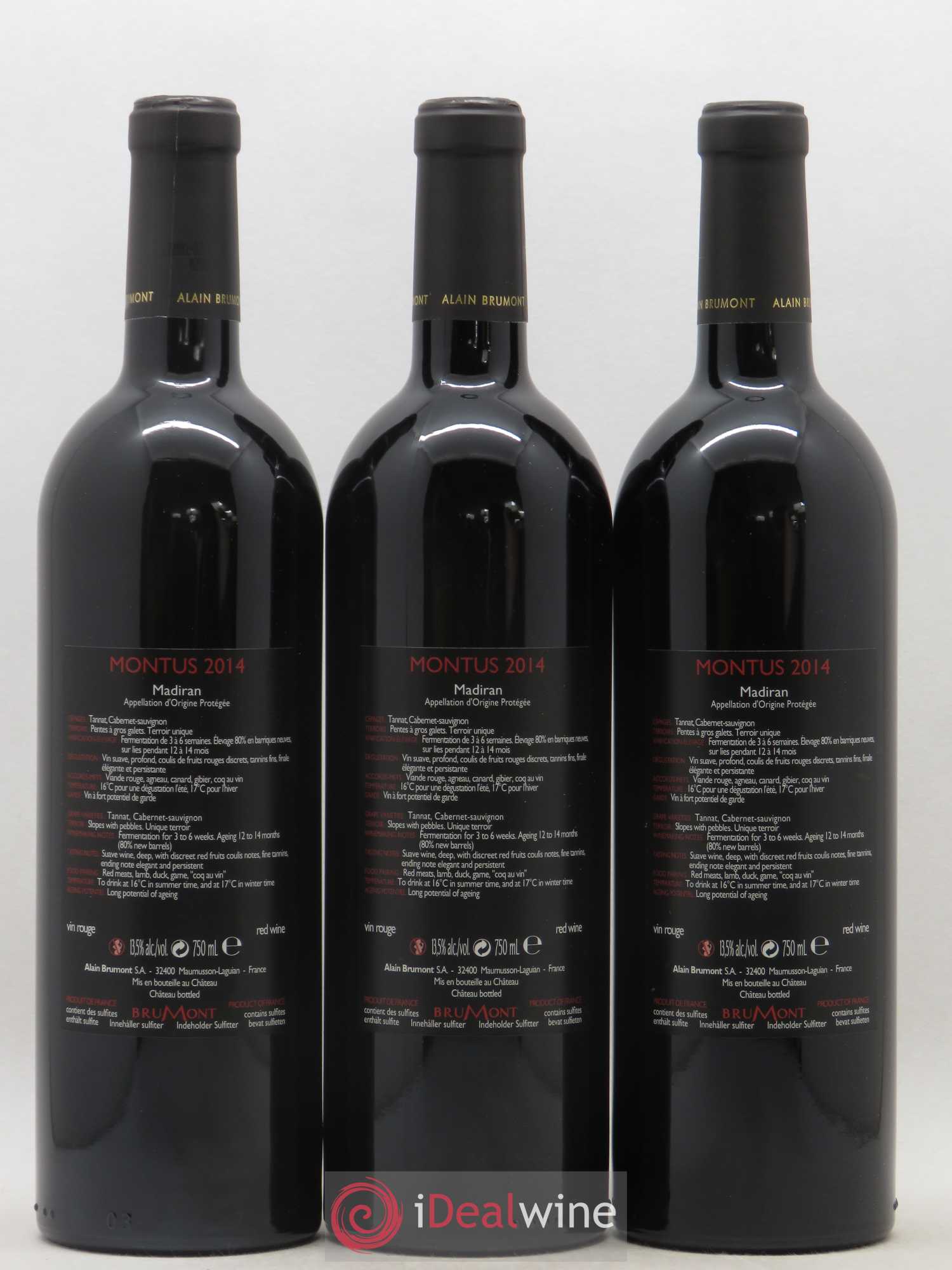 Madiran Château Montus Alain Brumont 2014 - Lot de 3 bouteilles - 1