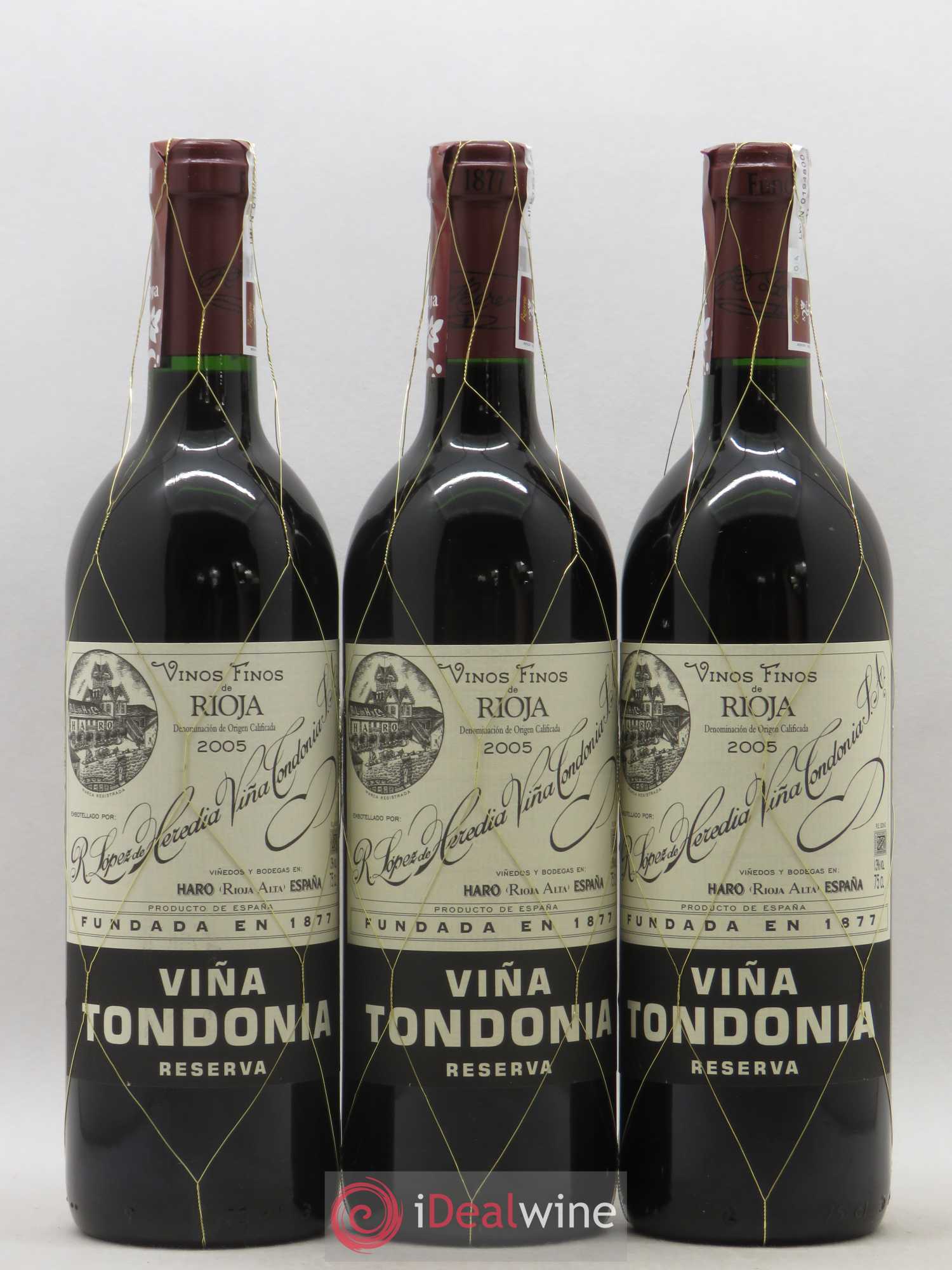 Rioja DOCA Reserva Vina Tondonia R. Lopez de Heredia 2005 - Lot de 3 bouteilles - 0