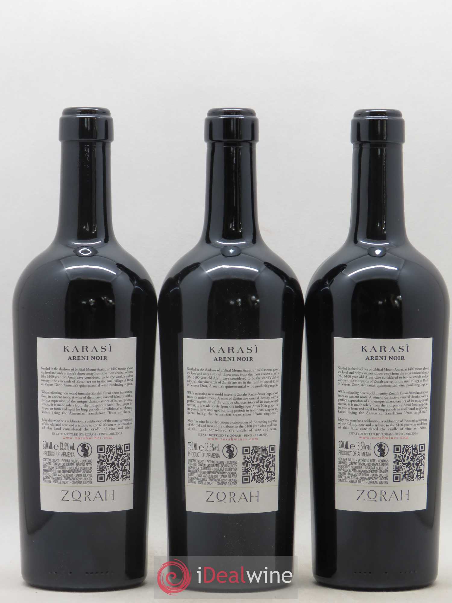 Vins Etrangers Zorah Karasi Areni Noir Armenie 2017 - Posten von 3 Flaschen - 1