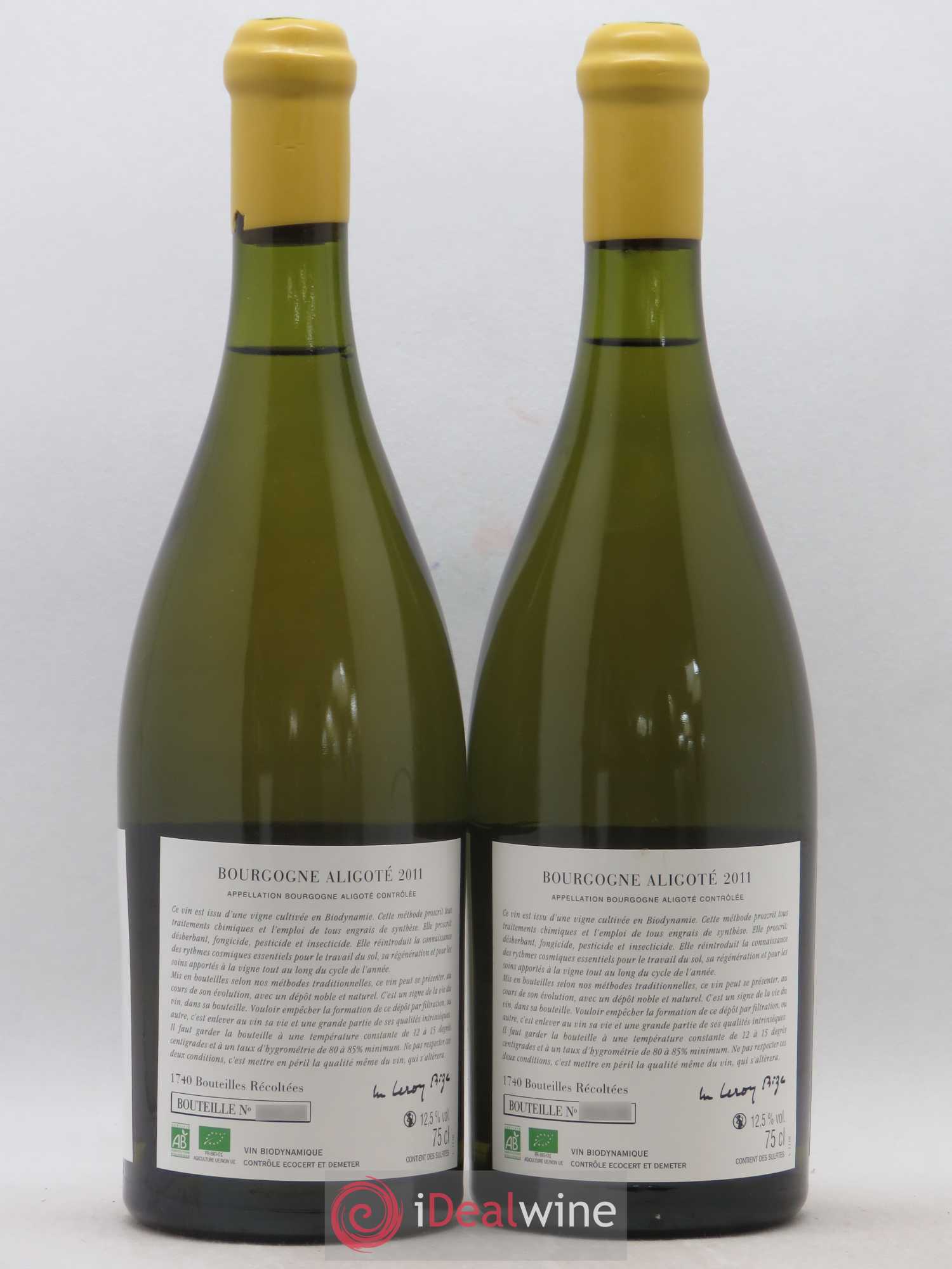 Bourgogne Aligoté Sous Chatelet d'Auvenay (Domaine) 2011 - Lot de 2 bouteilles - 1