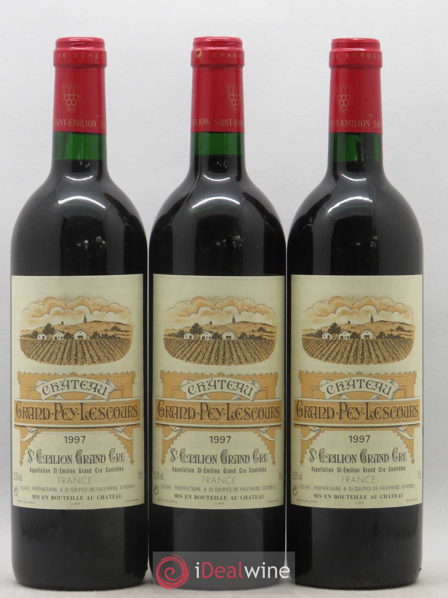 Saint-Émilion Grand Cru Château Grand Pey Lescours 1997 - Lot de 3 bouteilles - 0