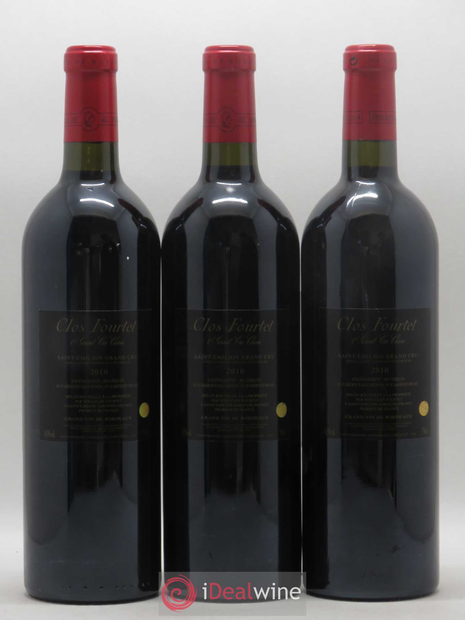 Clos Fourtet 1er Grand Cru Classé B 2010 - Lot de 3 bouteilles - 1