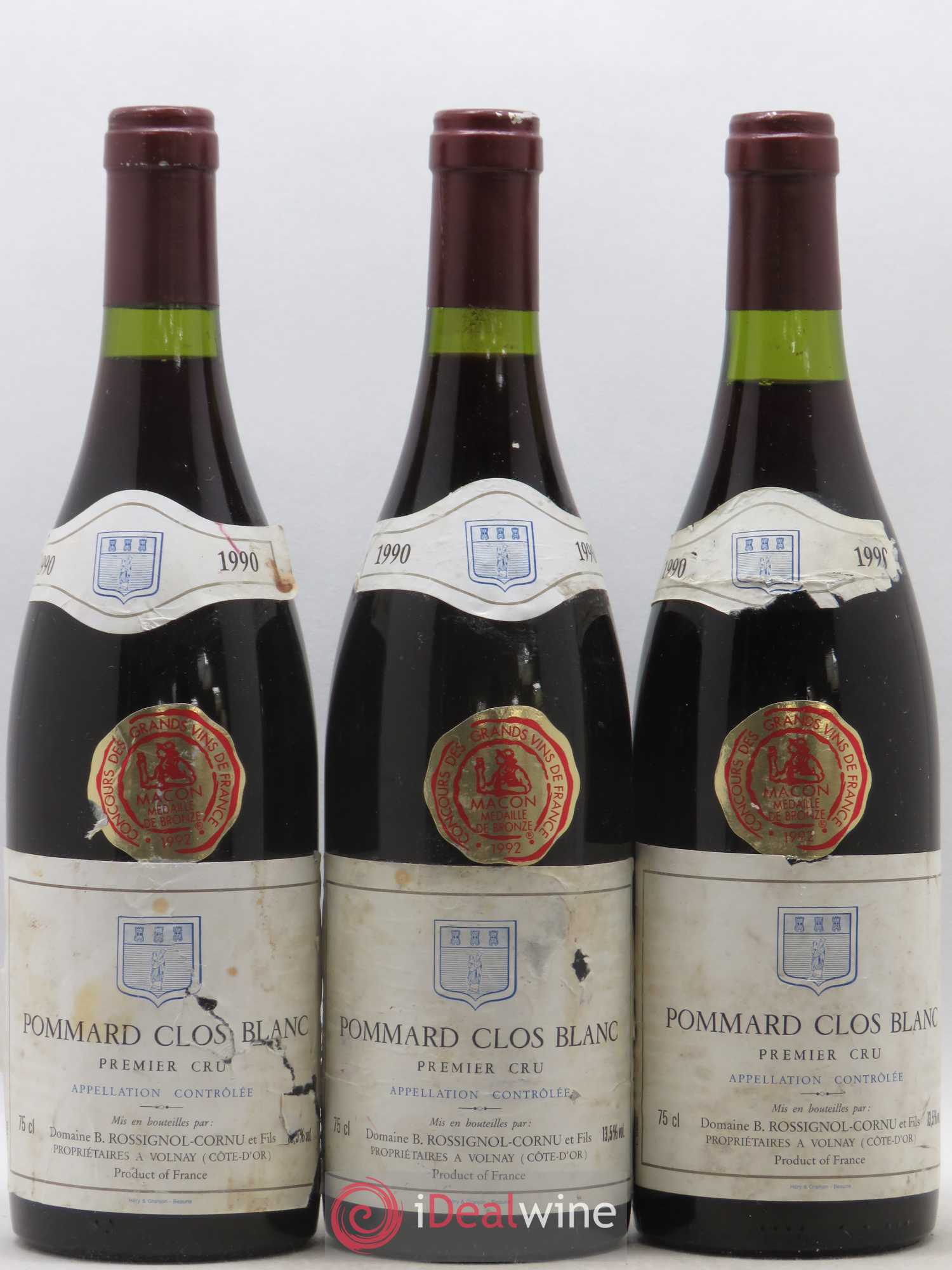Pommard 1er Cru Clos Blanc Rossignol Cornu 1990 - Posten von 3 Flaschen - 0