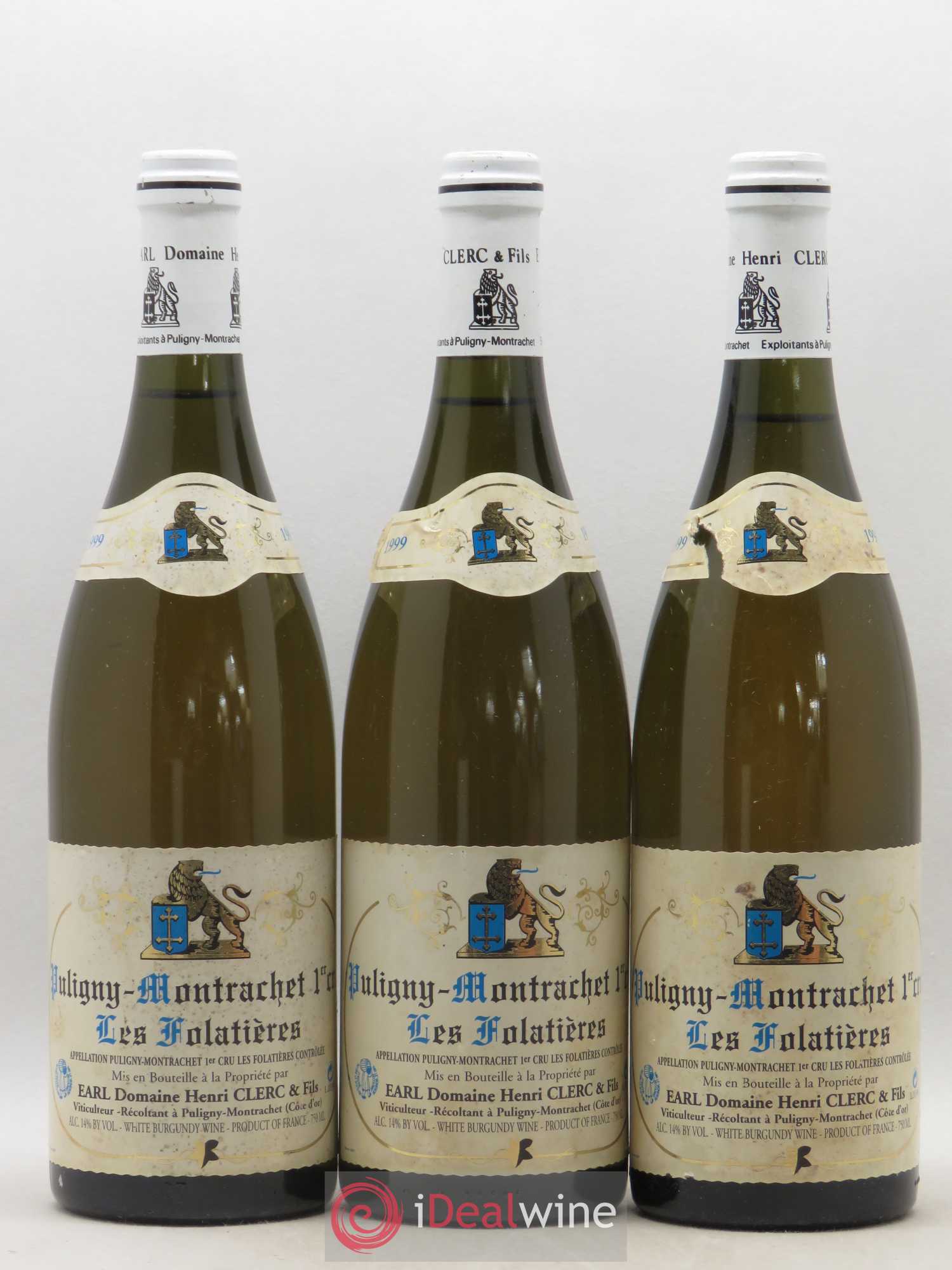 Puligny-Montrachet 1er Cru Les Folatières Henri Clerc 1999 - Lot de 3 bouteilles - 0