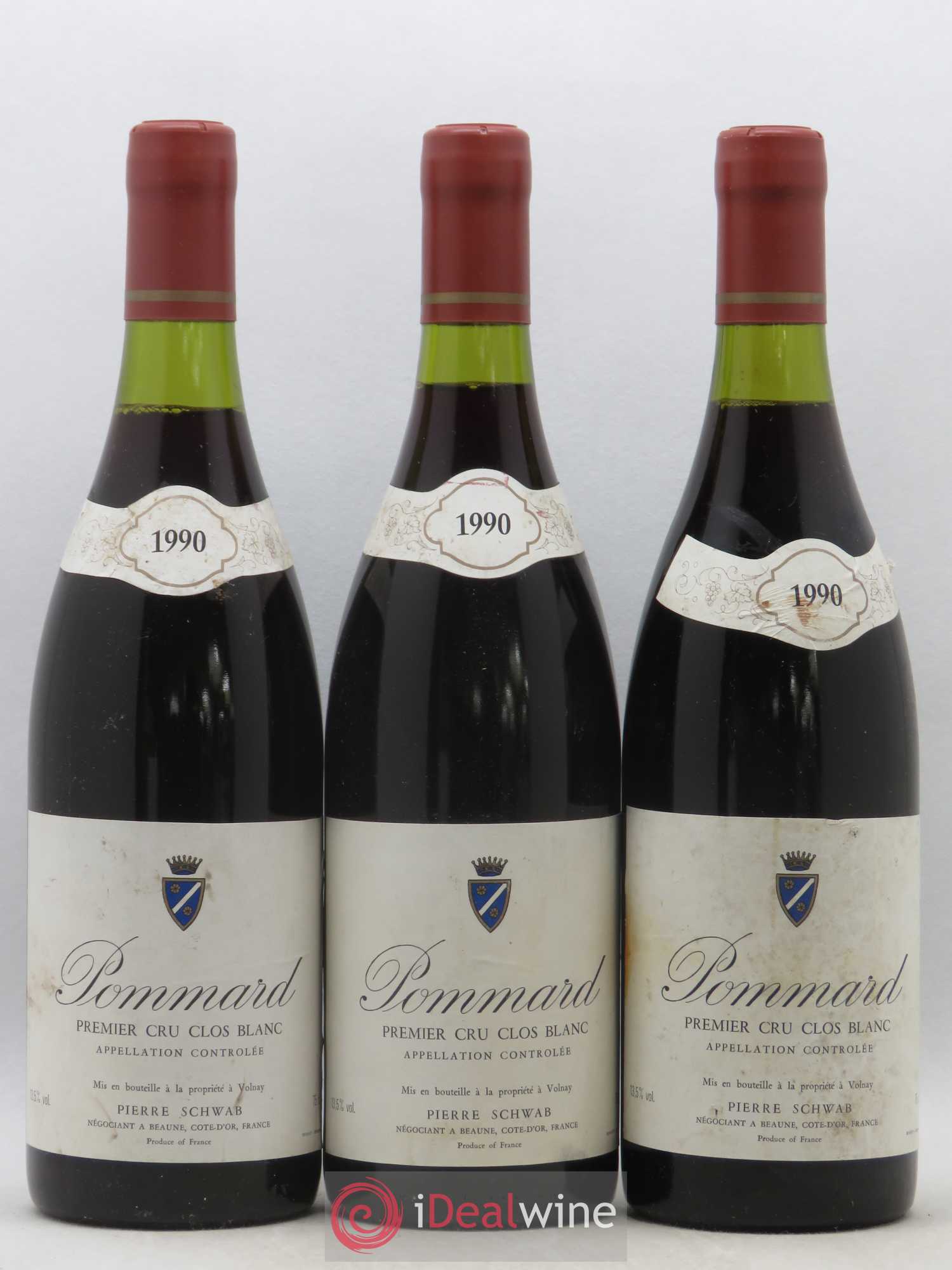 Pommard 1er Cru Clos Blanc Pierre Schwab 1990 - Posten von 3 Flaschen - 0