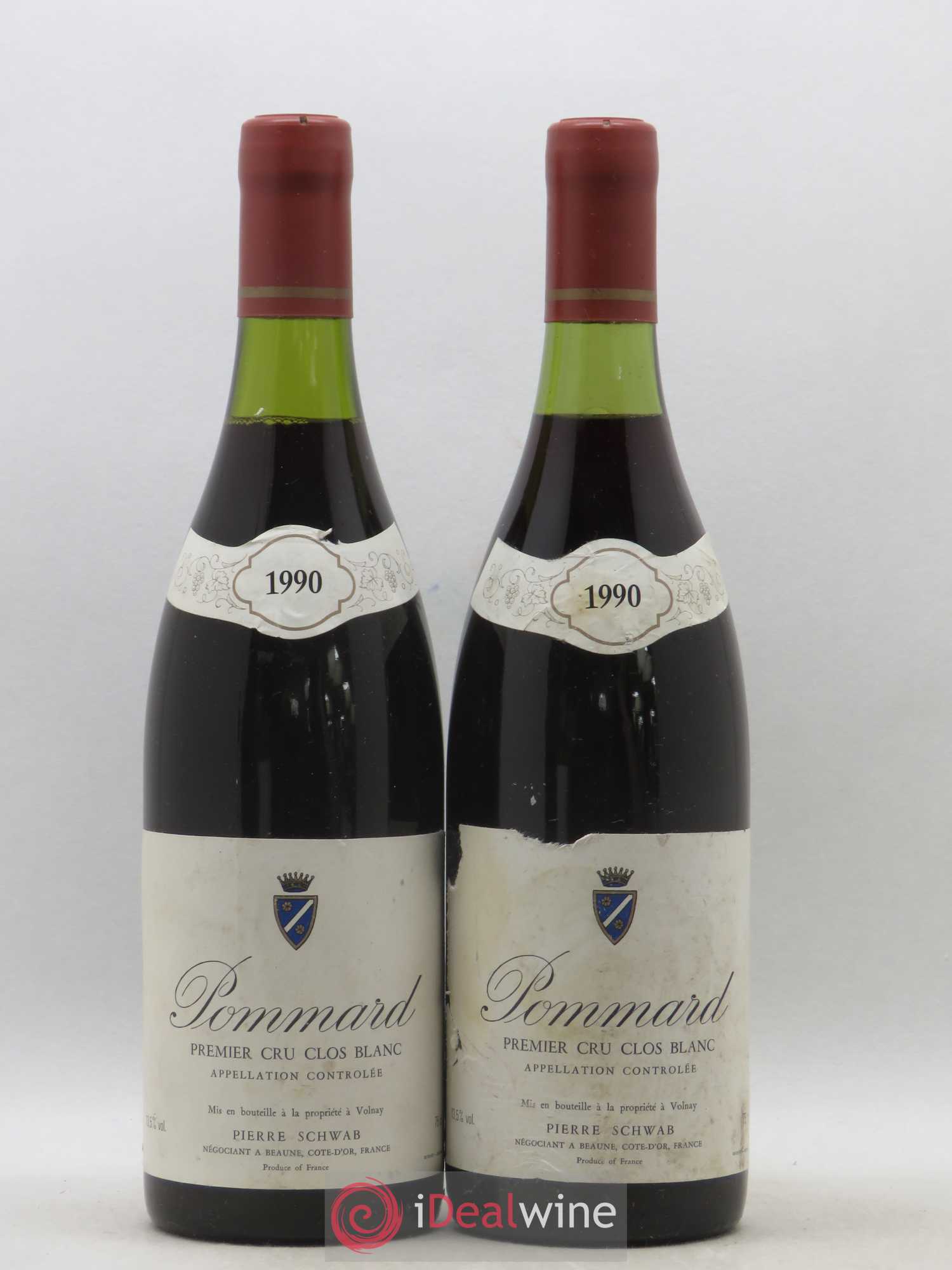 Pommard 1er Cru Clos Blanc Pierre Schwab 1990 - Posten von 2 Flaschen - 0