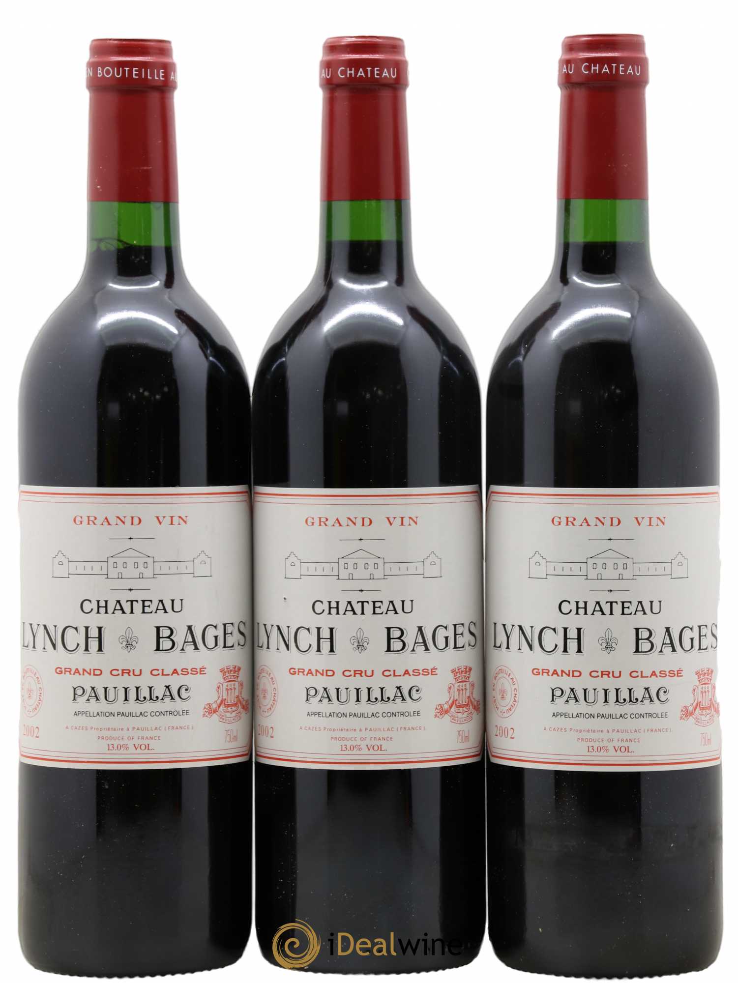 Château Lynch Bages 5ème Grand Cru Classé 2002 - Lot de 3 bouteilles - 0