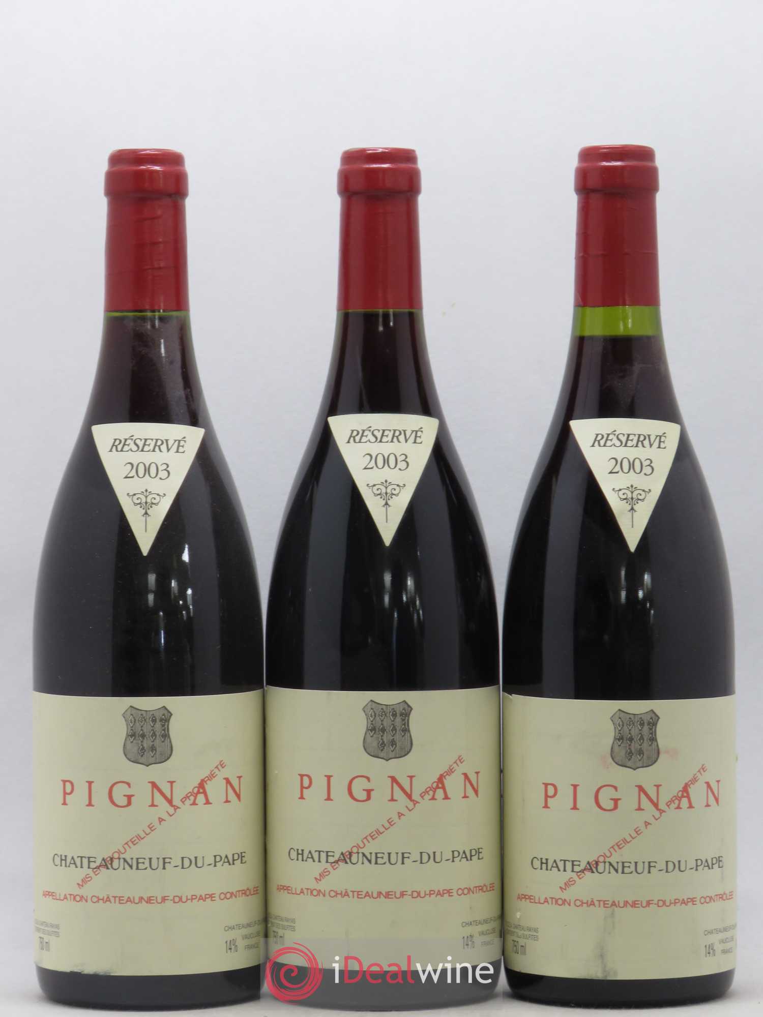 Châteauneuf-du-Pape Pignan Emmanuel Reynaud 2003 - Lot de 3 bouteilles - 0