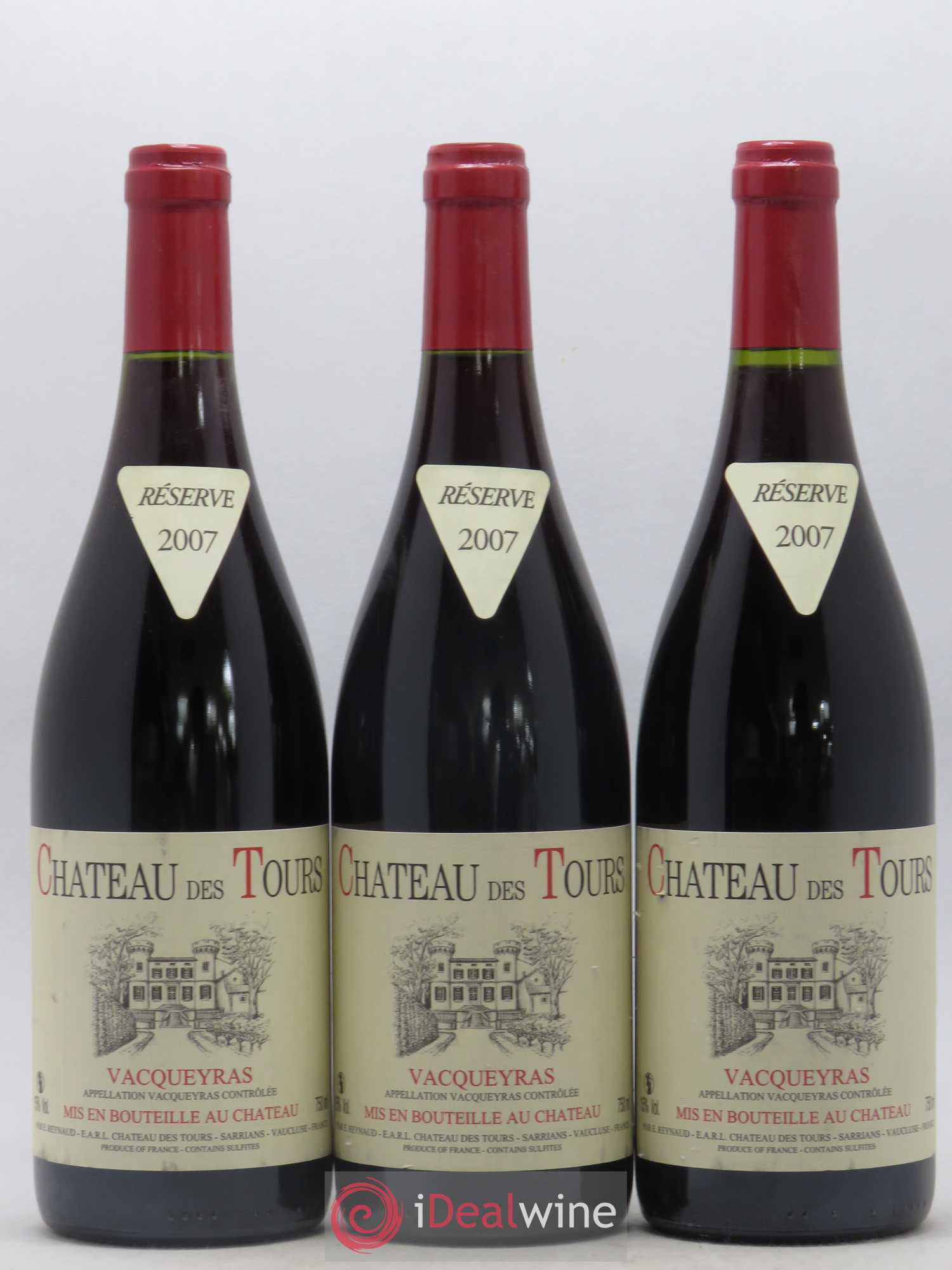 Vacqueyras Château des Tours Emmanuel Reynaud 2007 - Lot de 3 bouteilles - 0