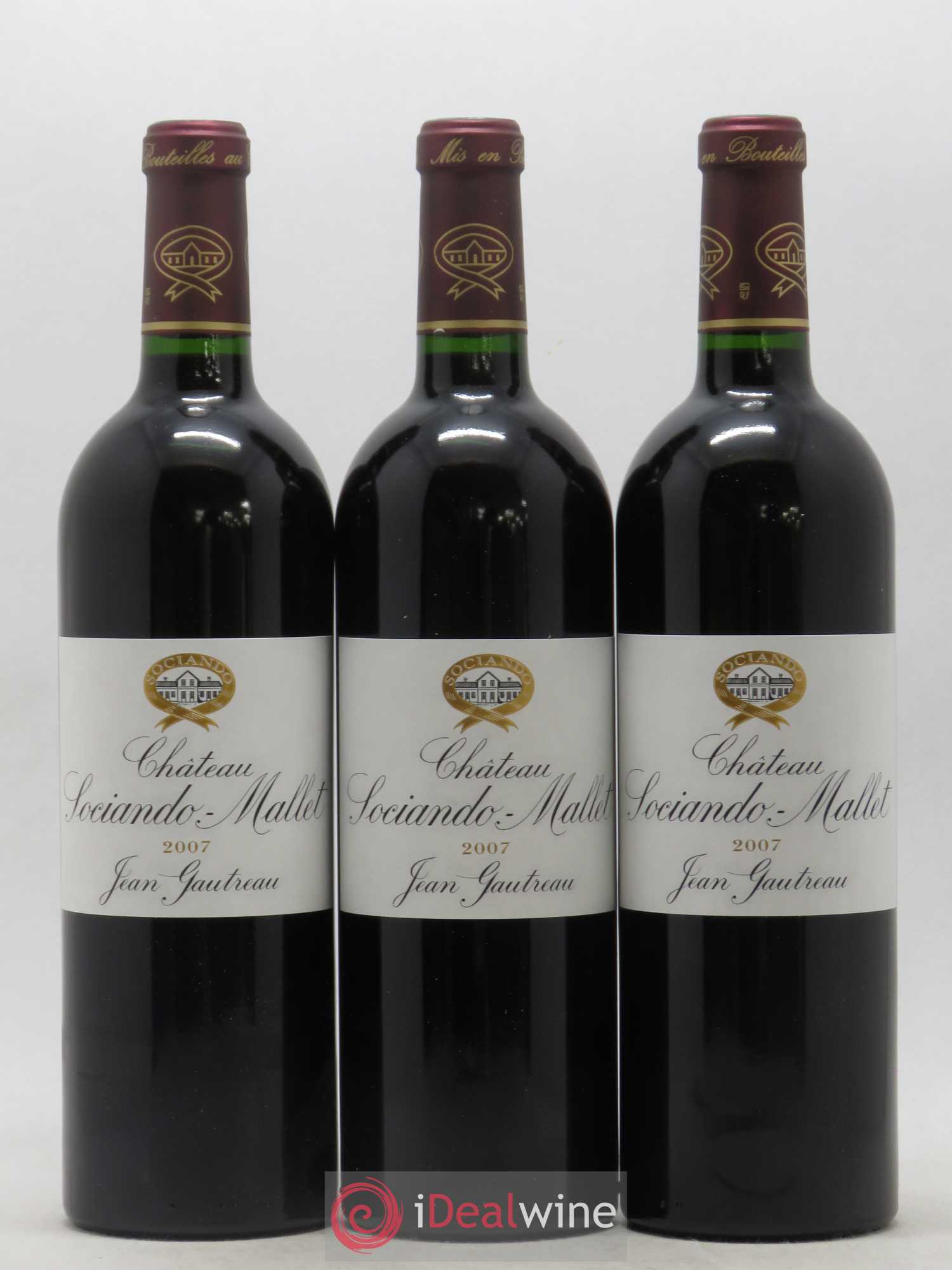 Château Sociando Mallet 2007 - Lot de 3 bouteilles - 0