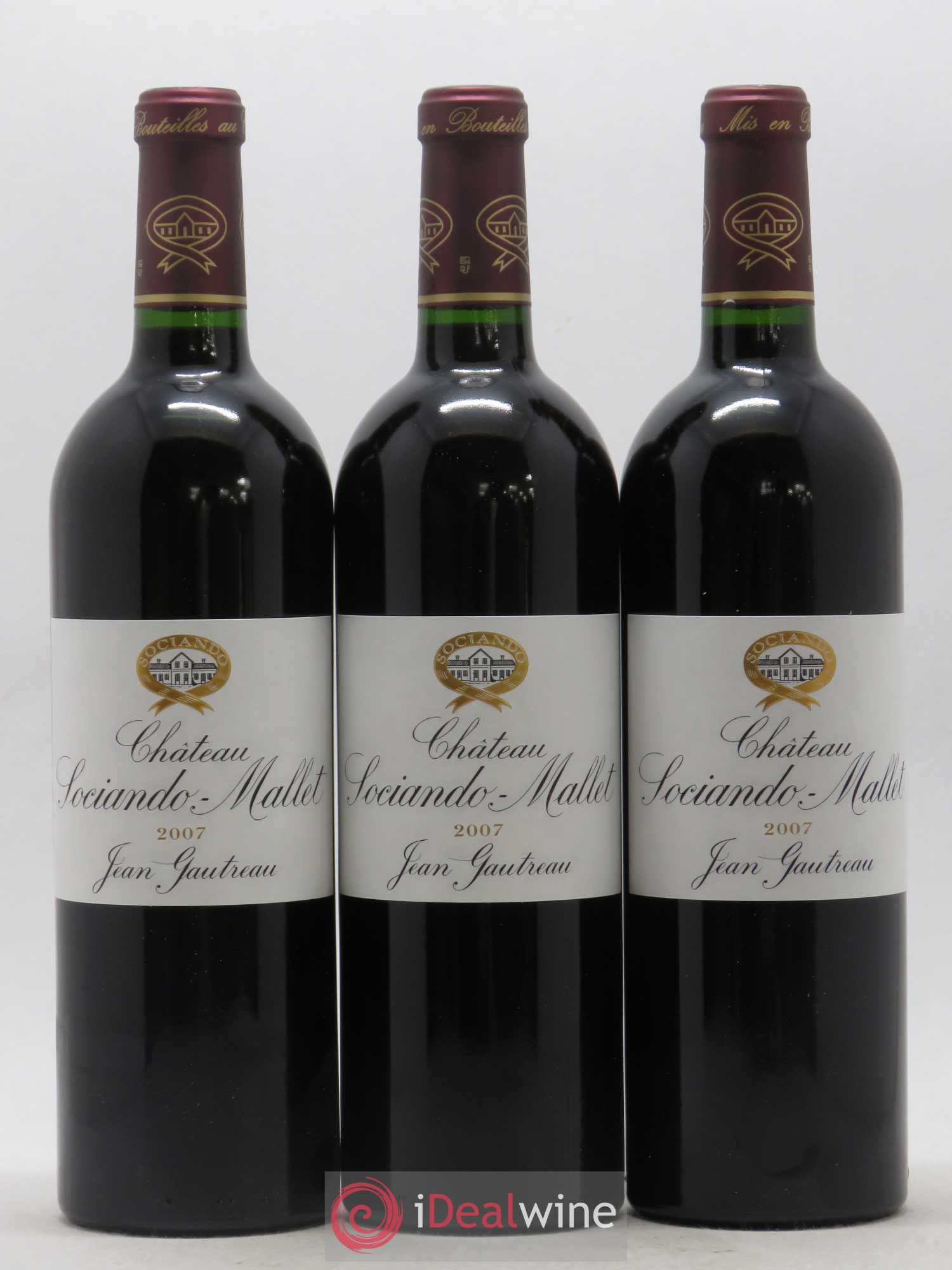 Château Sociando Mallet 2007 - Lot de 3 bouteilles - 0