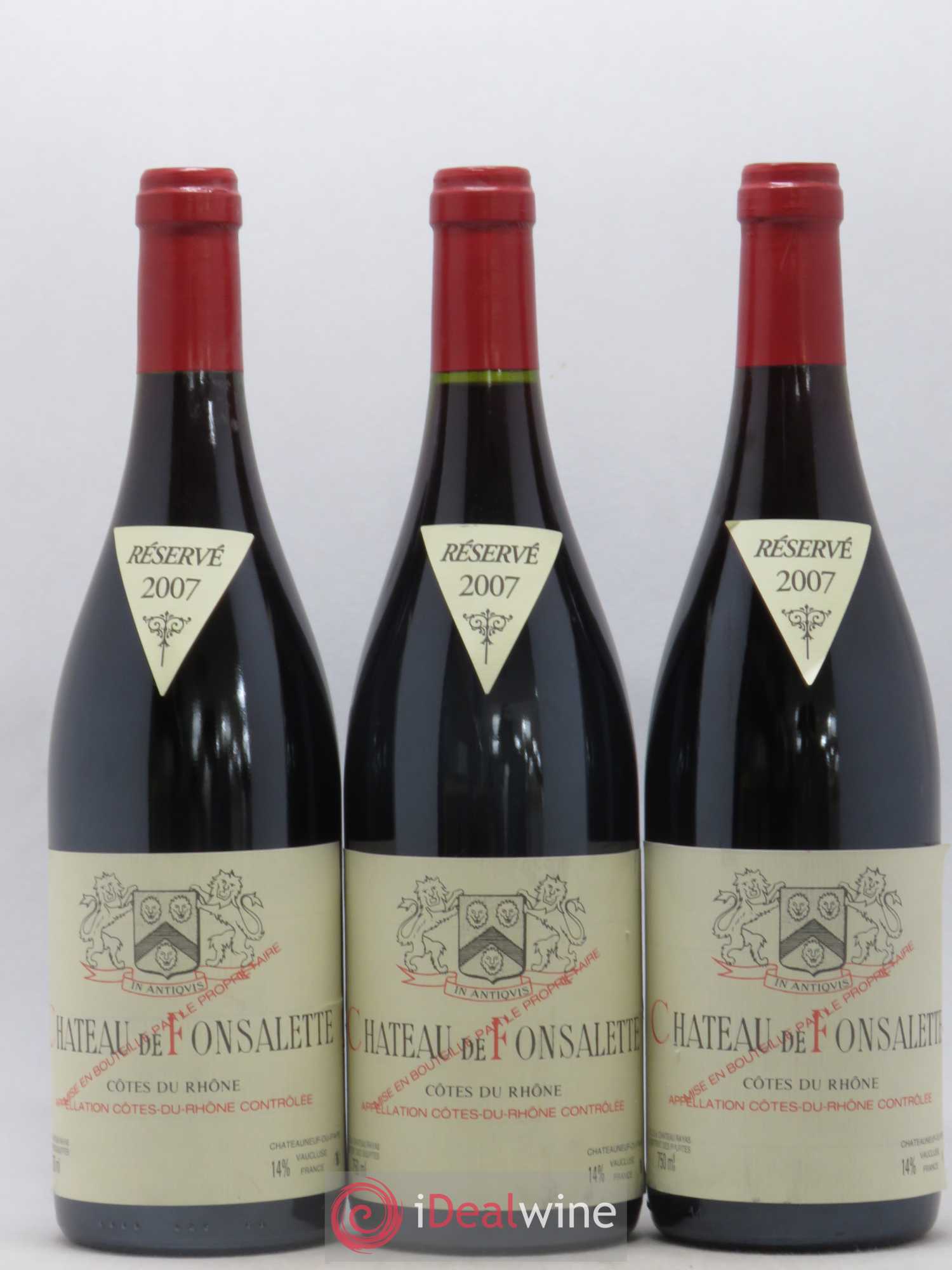 Côtes-du-Rhône Château de Fonsalette Emmanuel Reynaud 2007 - Lot de 3 bouteilles - 0
