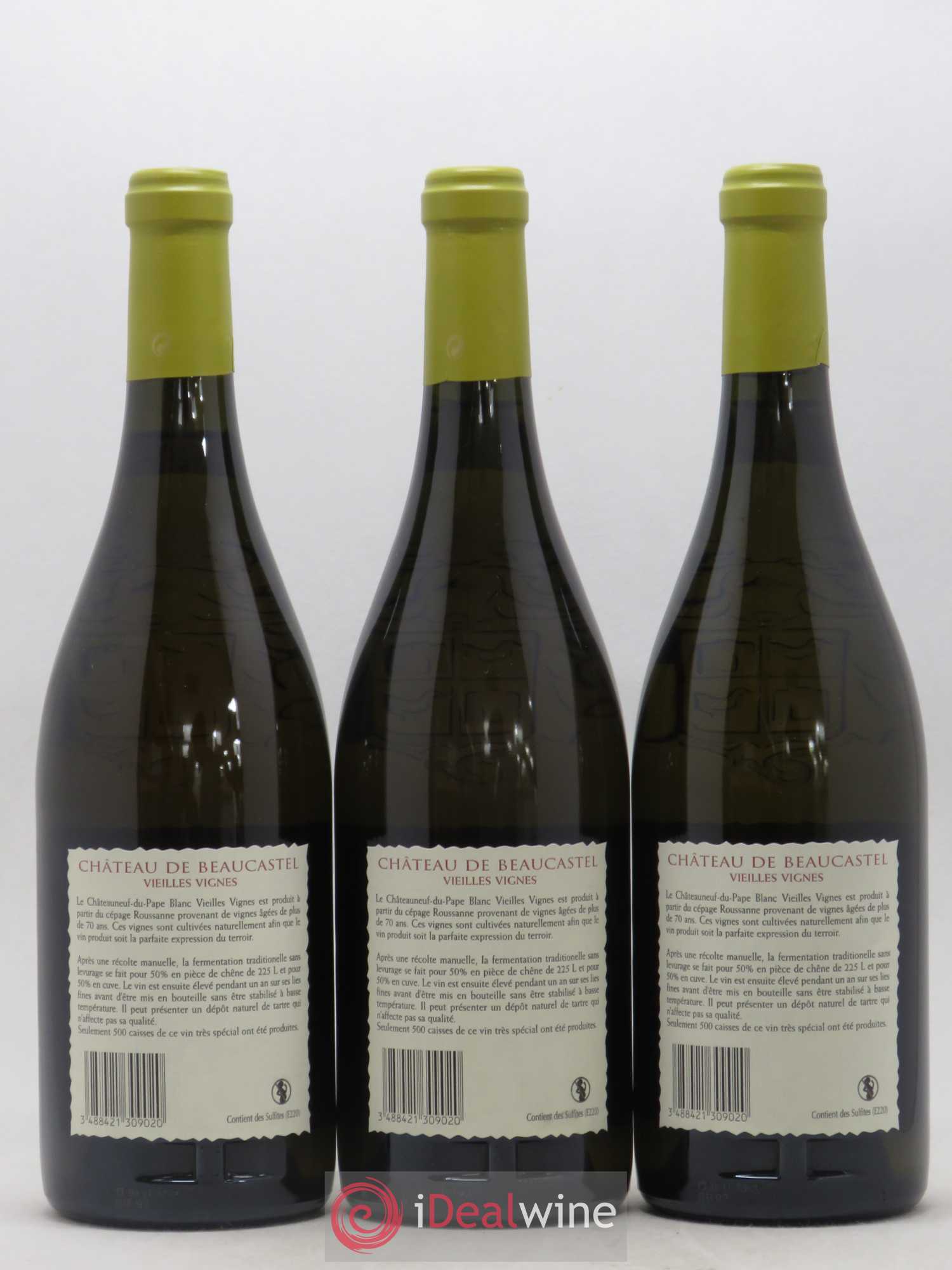 Châteauneuf-du-Pape Château de Beaucastel Vieilles vignes Roussanne Famille Perrin 2009 - Lot de 3 bouteilles - 1