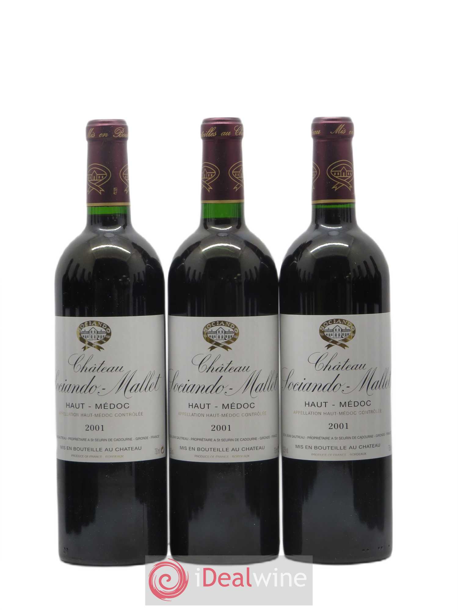 Château Sociando Mallet 2001 - Lot de 12 bouteilles - 1