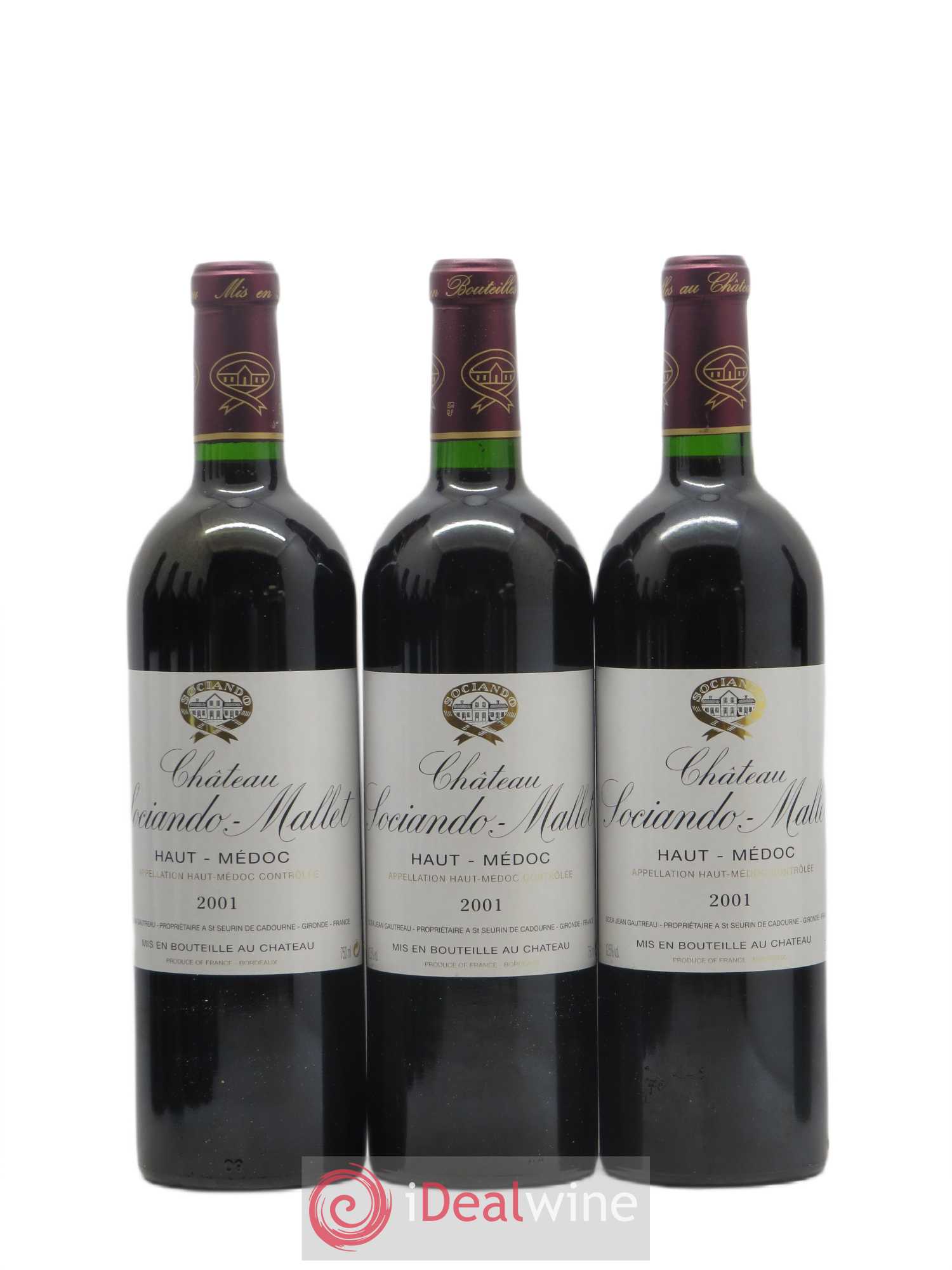 Château Sociando Mallet 2001 - Lot de 12 bouteilles - 2