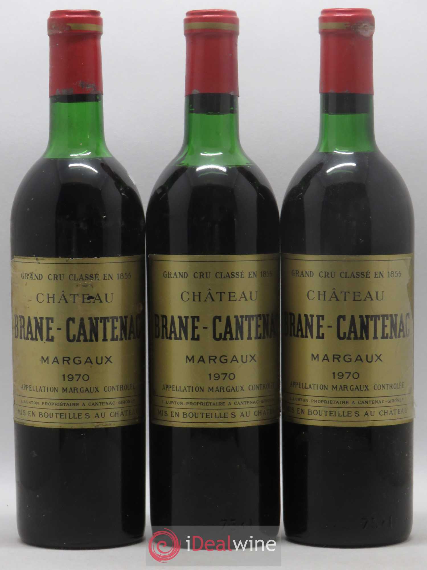 Château Brane Cantenac 2ème Grand Cru Classé 1970 - Lot de 3 bouteilles - 0